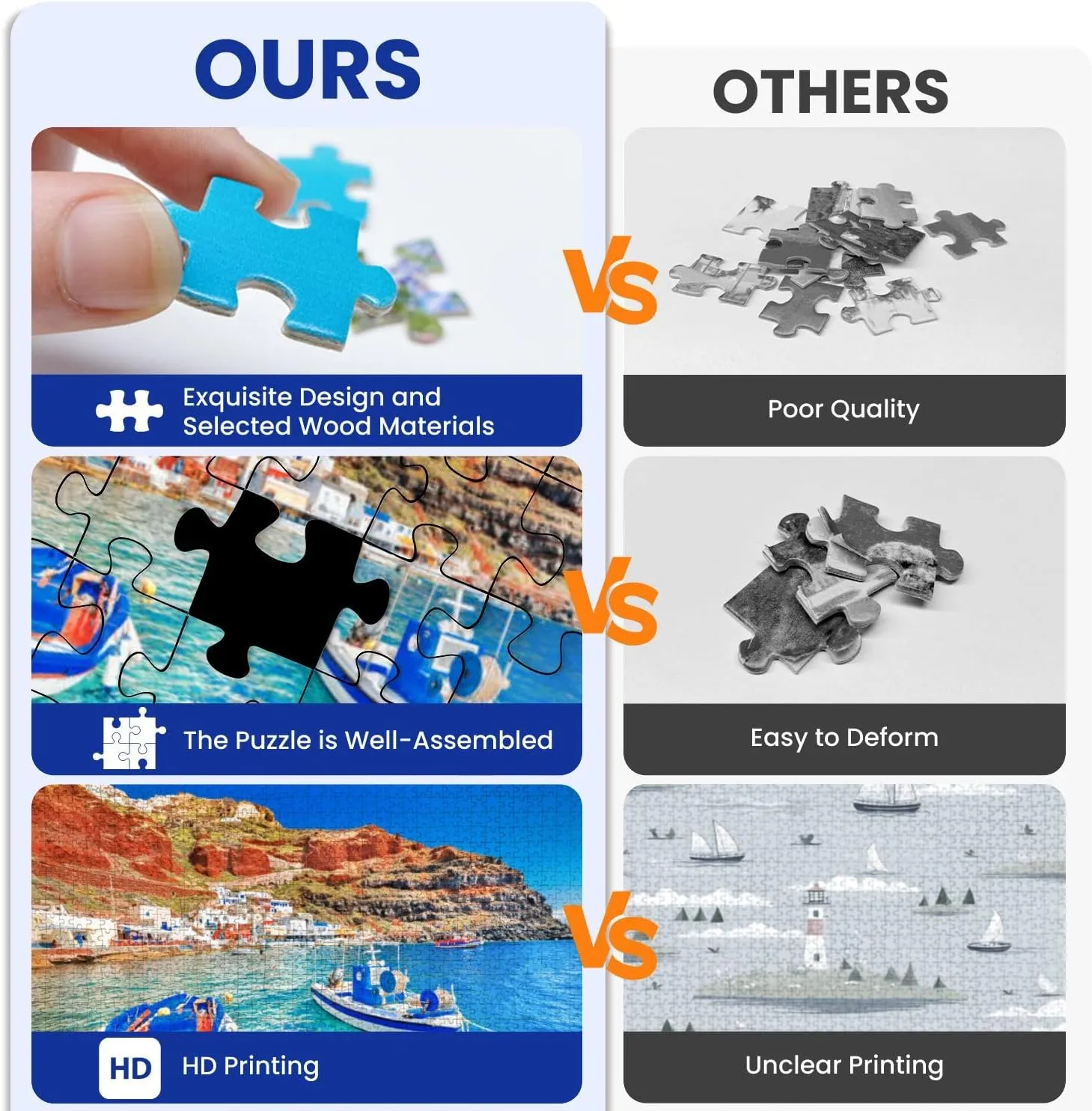 Puzzles for Adults 1000 Pieces Greece Breathtaking Beautiful Landscape Two Fishing Boats Anchored to Wooden Jigsaw Puzzles Challenging Fun Educational Family Games Kid Toys Art Work Gift Home Decor