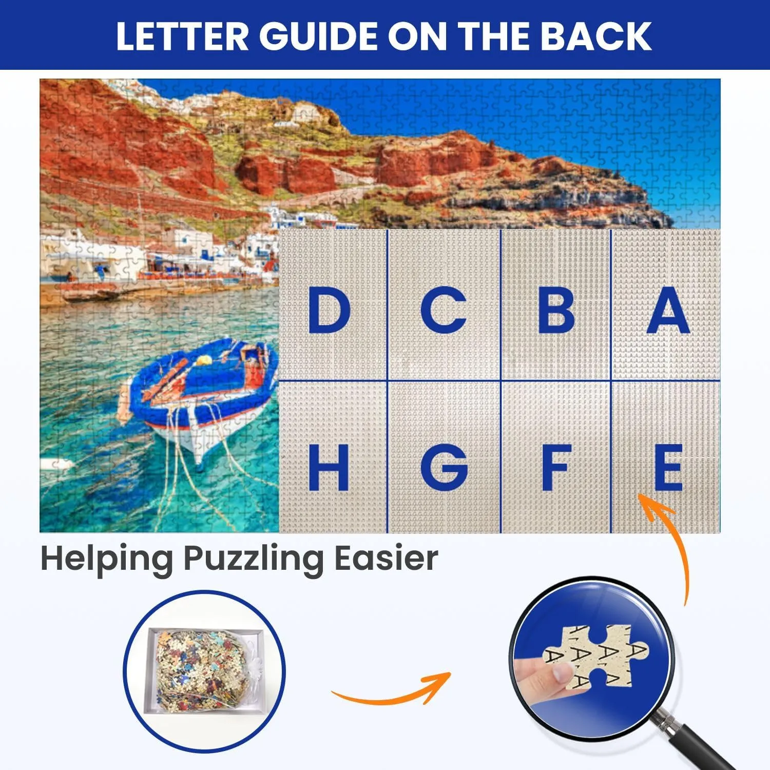 Puzzles for Adults 1000 Pieces Greece Breathtaking Beautiful Landscape Two Fishing Boats Anchored to Wooden Jigsaw Puzzles Challenging Fun Educational Family Games Kid Toys Art Work Gift Home Decor