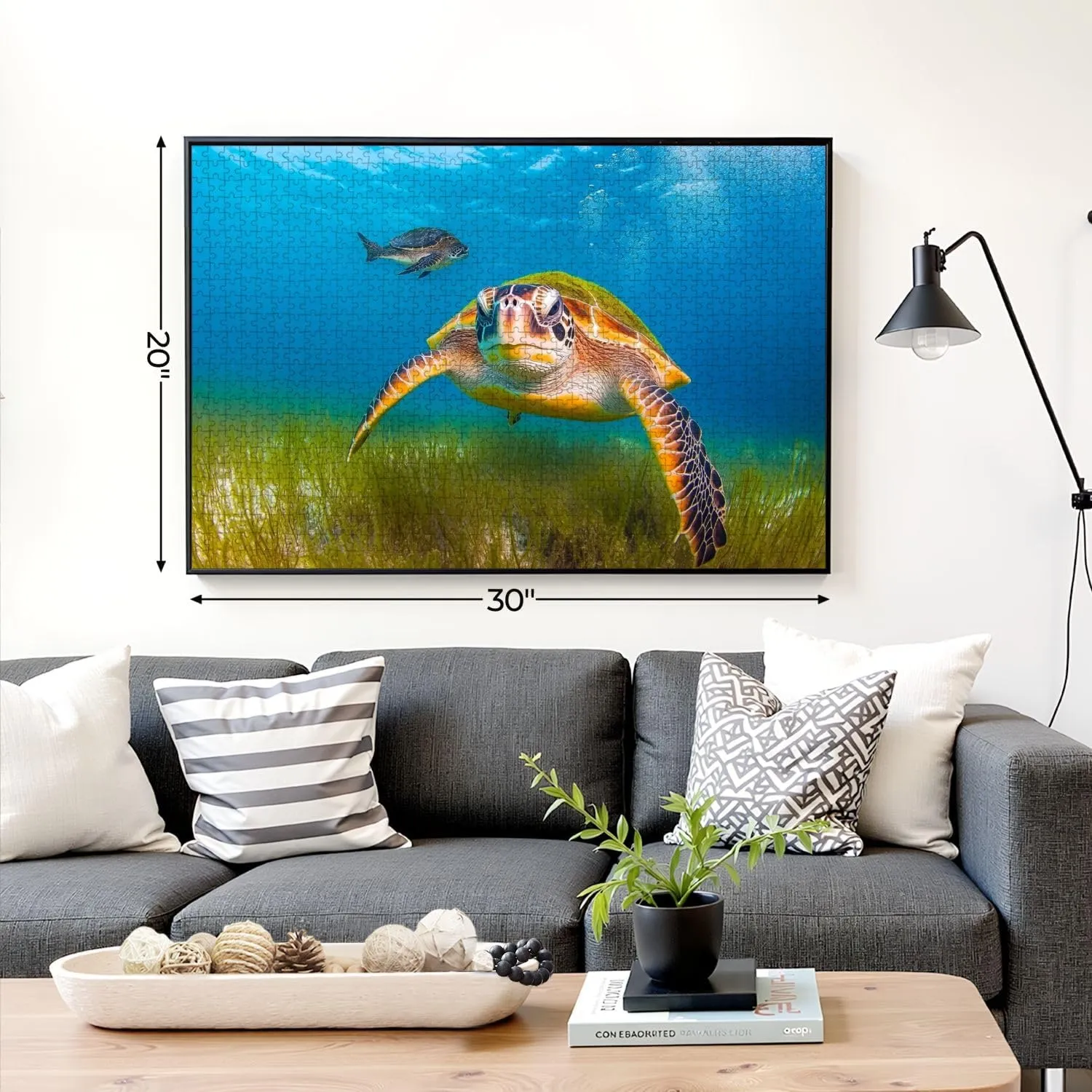 Puzzles for Adults 1000 Pieces Green Sea Turtle Fish Caribbean Sea Bay Maya Cozumel Quintana Roo Wooden Jigsaw Puzzles Challenging Fun Educational Family Games Kid Toys Art Work Gift Home Decor