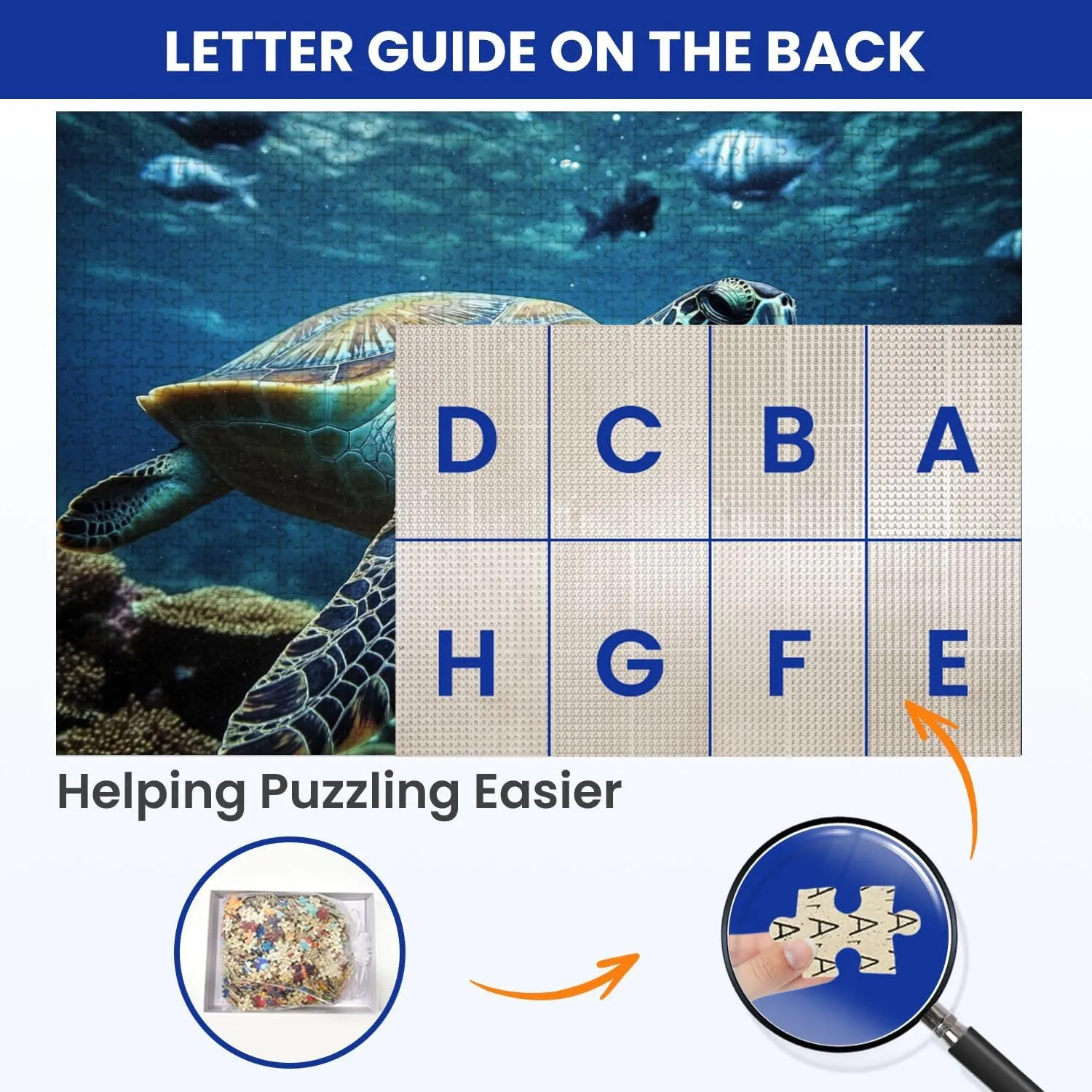 Puzzles for Adults 1000 Pieces Green sea Turtle Sergeant Major Fish Underwater Wooden Jigsaw Puzzles Challenging Fun Educational Family Games Kid Toys Art Work Gift Home Decor