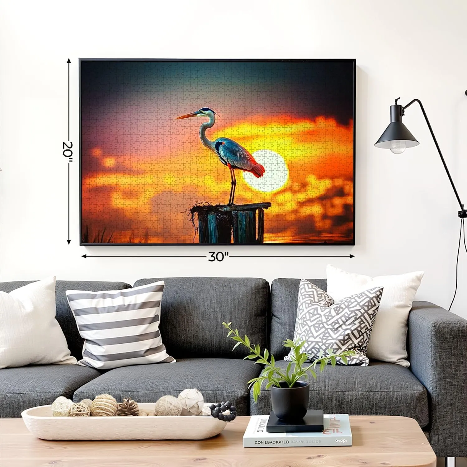 Puzzles for Adults 1000 Pieces Heron scanning Water for Fish Wooden Jigsaw Puzzles Challenging Fun Educational Family Games Kid Toys Art Work Gift Home Decor