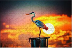 Puzzles for Adults 1000 Pieces Heron scanning Water for Fish Wooden Jigsaw Puzzles Challenging Fun Educational Family Games Kid Toys Art Work Gift Home Decor