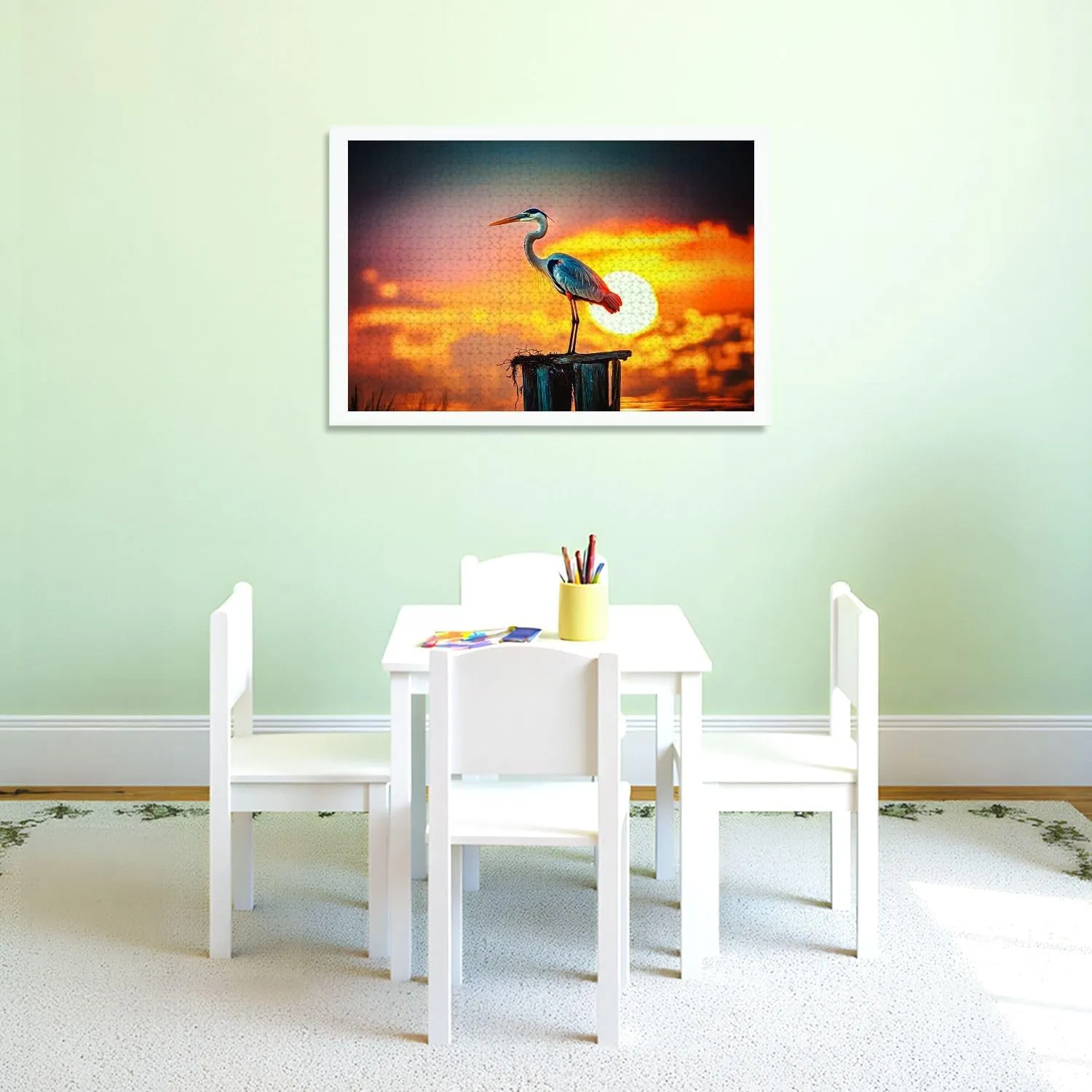 Puzzles for Adults 1000 Pieces Heron scanning Water for Fish Wooden Jigsaw Puzzles Challenging Fun Educational Family Games Kid Toys Art Work Gift Home Decor