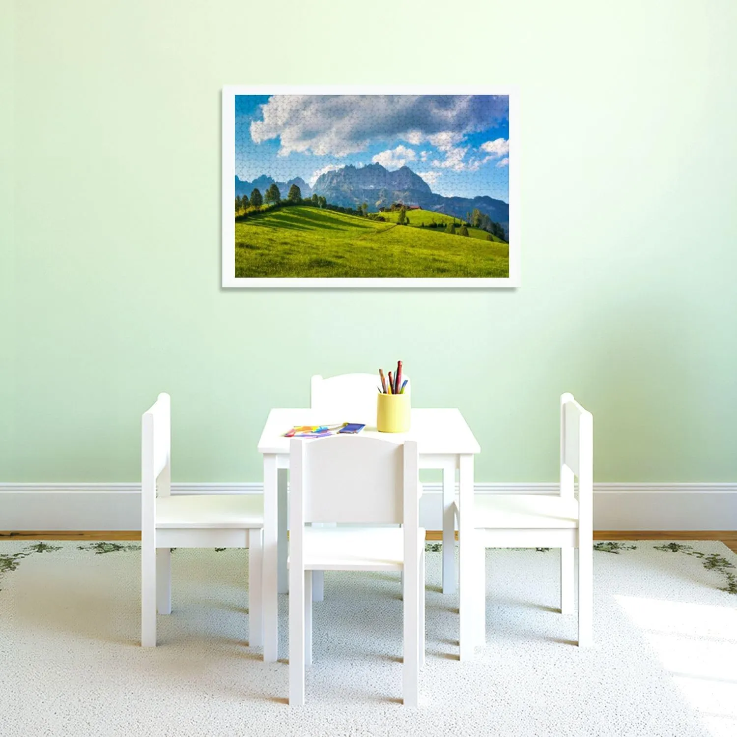 Puzzles for Adults 1000 Pieces Idyllic Alpine Scenery Farmhouse Front Wilder Kaiser Austria Wooden Jigsaw Puzzles Challenging Fun Educational Family Games Kid Toys Art Work Gift Home Decor