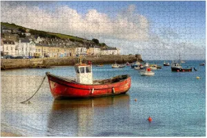 Puzzles for Adults 1000 Pieces Mousehole Fishing Village Penzance Cornwall England Fishing Wooden Jigsaw Puzzles Challenging Fun Educational Family Games Kid Toys Art Work Gift Home Decor