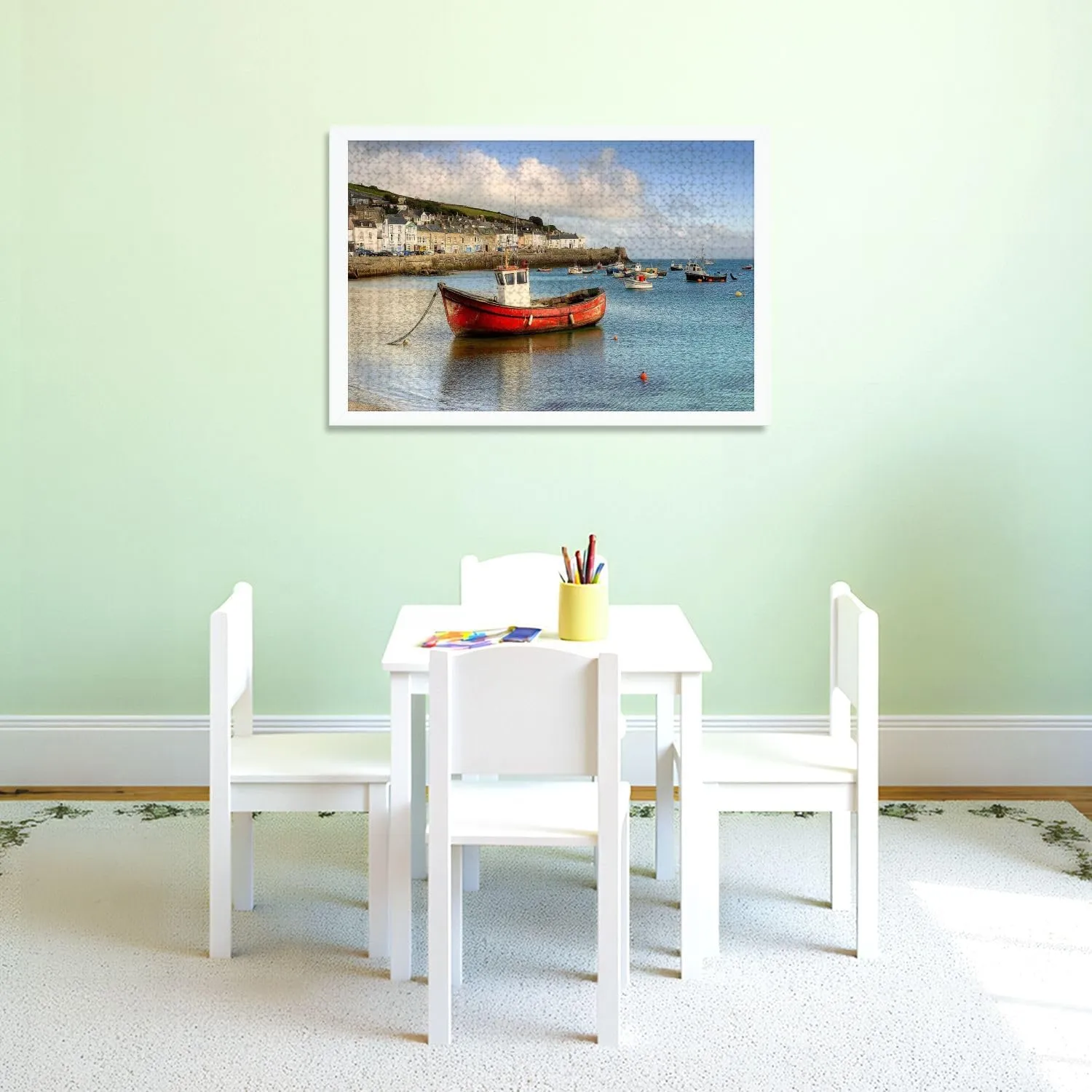 Puzzles for Adults 1000 Pieces Mousehole Fishing Village Penzance Cornwall England Fishing Wooden Jigsaw Puzzles Challenging Fun Educational Family Games Kid Toys Art Work Gift Home Decor