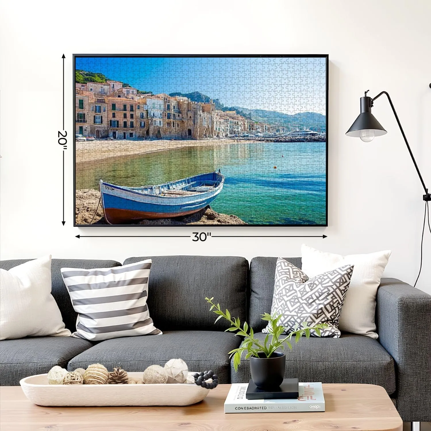 Puzzles for Adults 1000 Pieces Old Harbor Wooden Fishing Boat Cefalu Sicily Wooden Jigsaw Puzzles Challenging Fun Educational Family Games Kid Toys Art Work Gift Home Decor