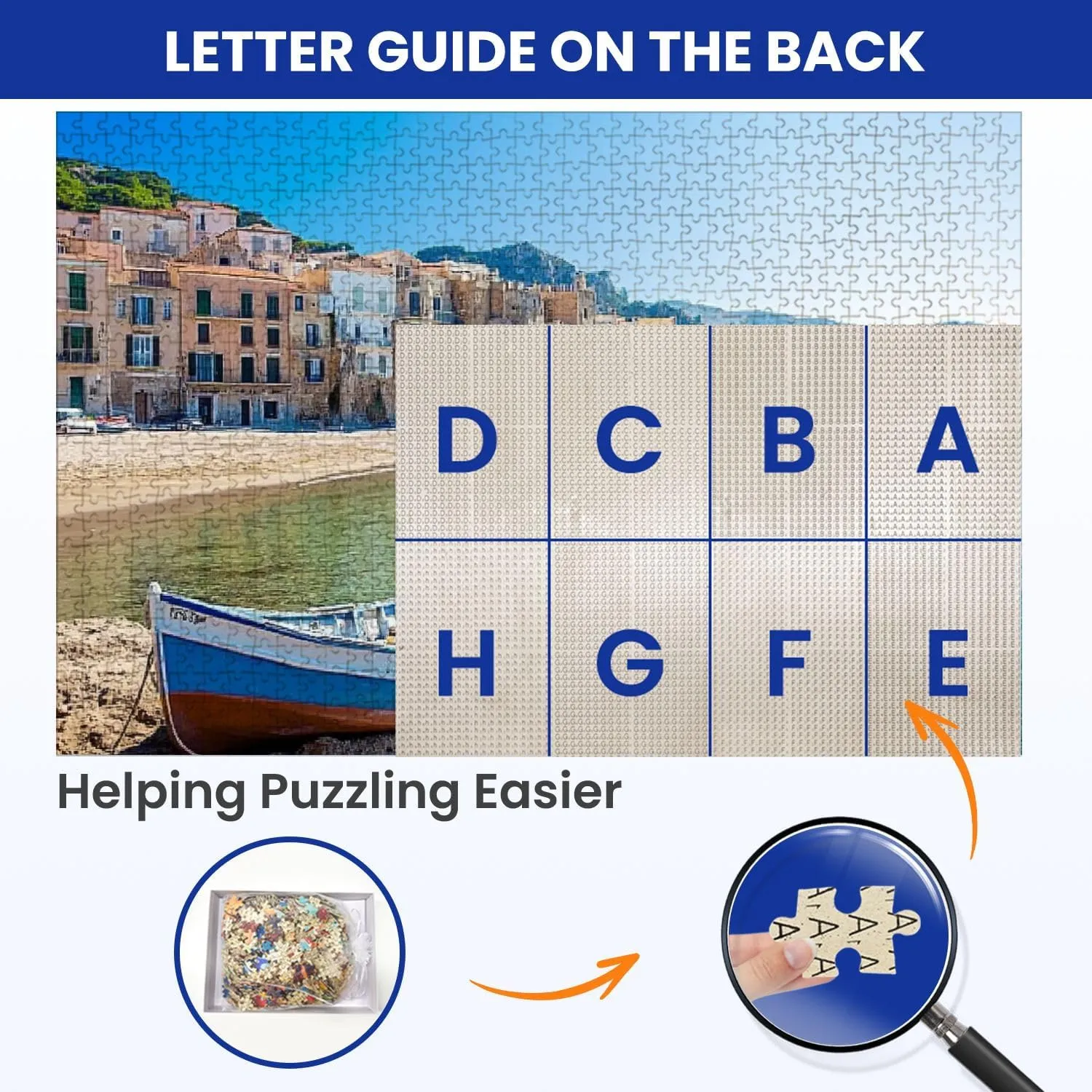 Puzzles for Adults 1000 Pieces Old Harbor Wooden Fishing Boat Cefalu Sicily Wooden Jigsaw Puzzles Challenging Fun Educational Family Games Kid Toys Art Work Gift Home Decor