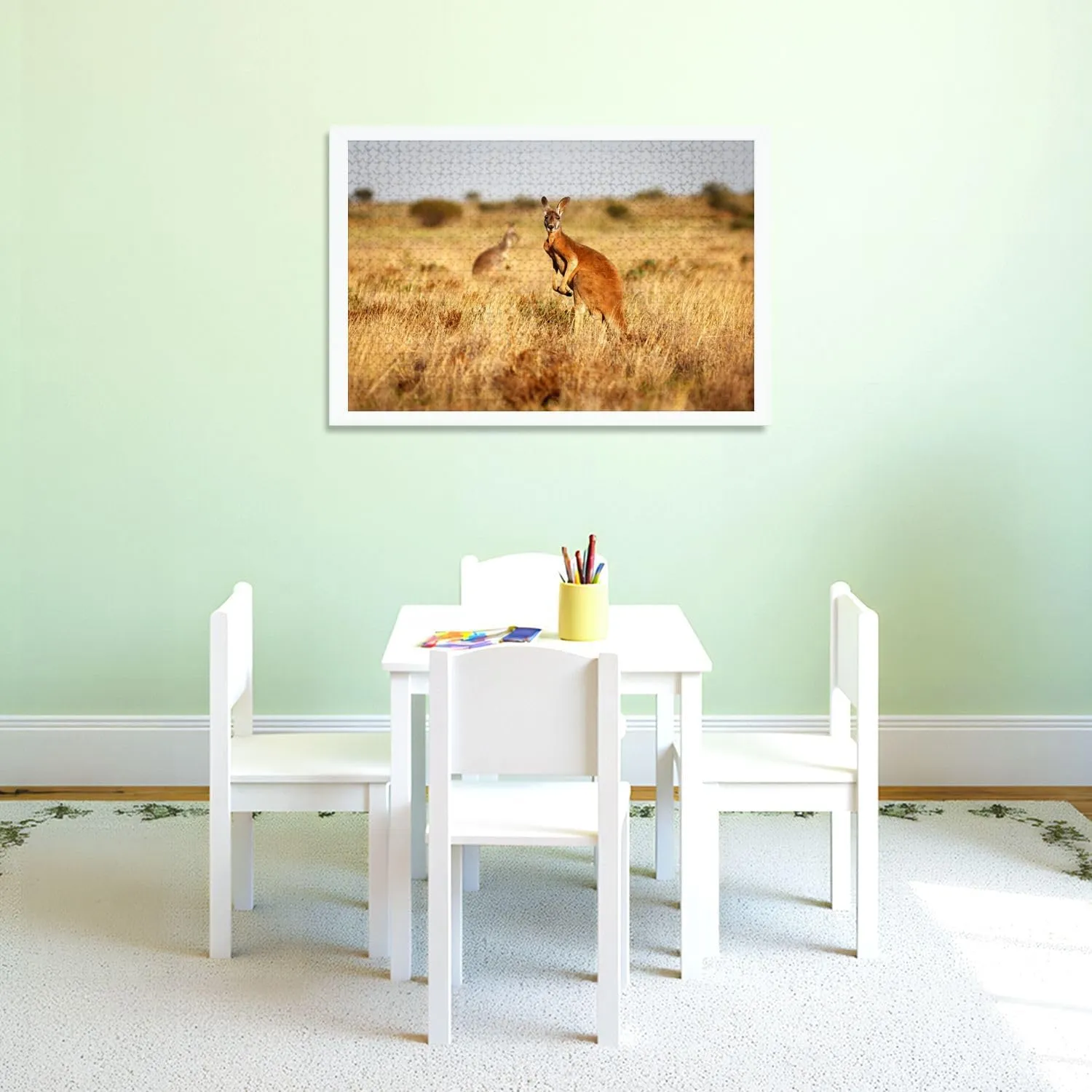 Puzzles for Adults 1000 Pieces Red Kangaroo grasslands Australian Outback Wooden Jigsaw Puzzles Challenging Fun Educational Family Games Kid Toys Art Work Gift Home Decor