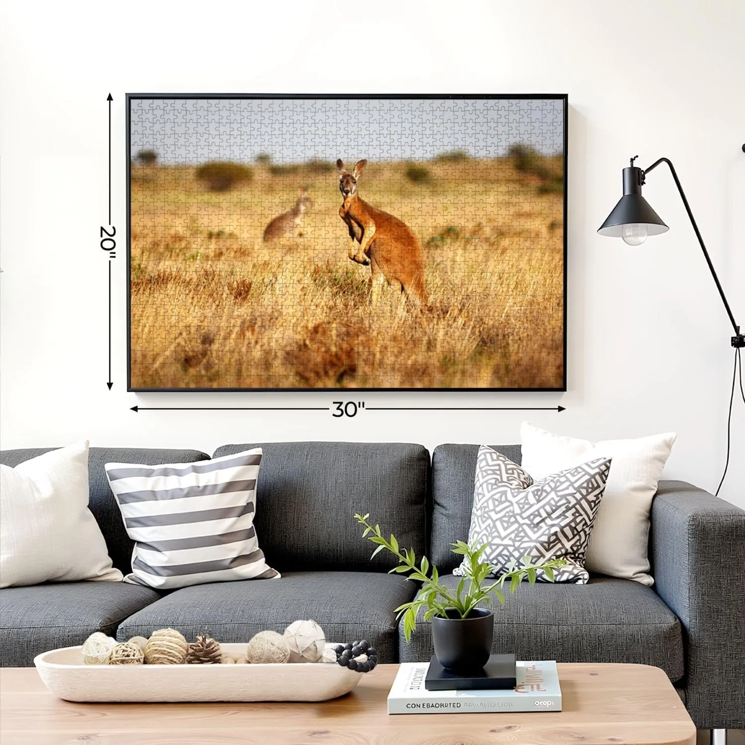Puzzles for Adults 1000 Pieces Red Kangaroo grasslands Australian Outback Wooden Jigsaw Puzzles Challenging Fun Educational Family Games Kid Toys Art Work Gift Home Decor