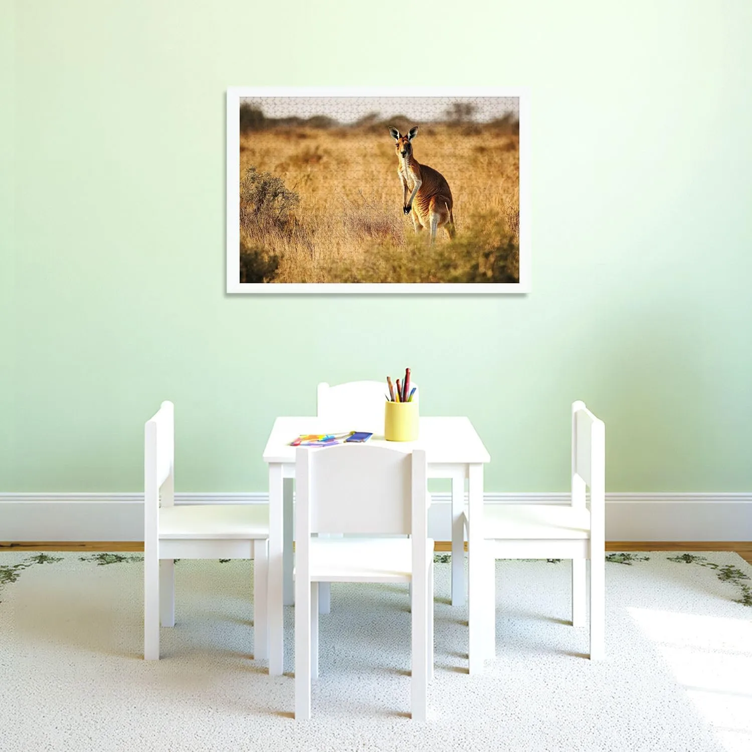 Puzzles for Adults 1000 Pieces Red Kangaroo grasslands Australian Wooden Jigsaw Puzzles Challenging Fun Educational Family Games Kid Toys Art Work Gift Home Decor