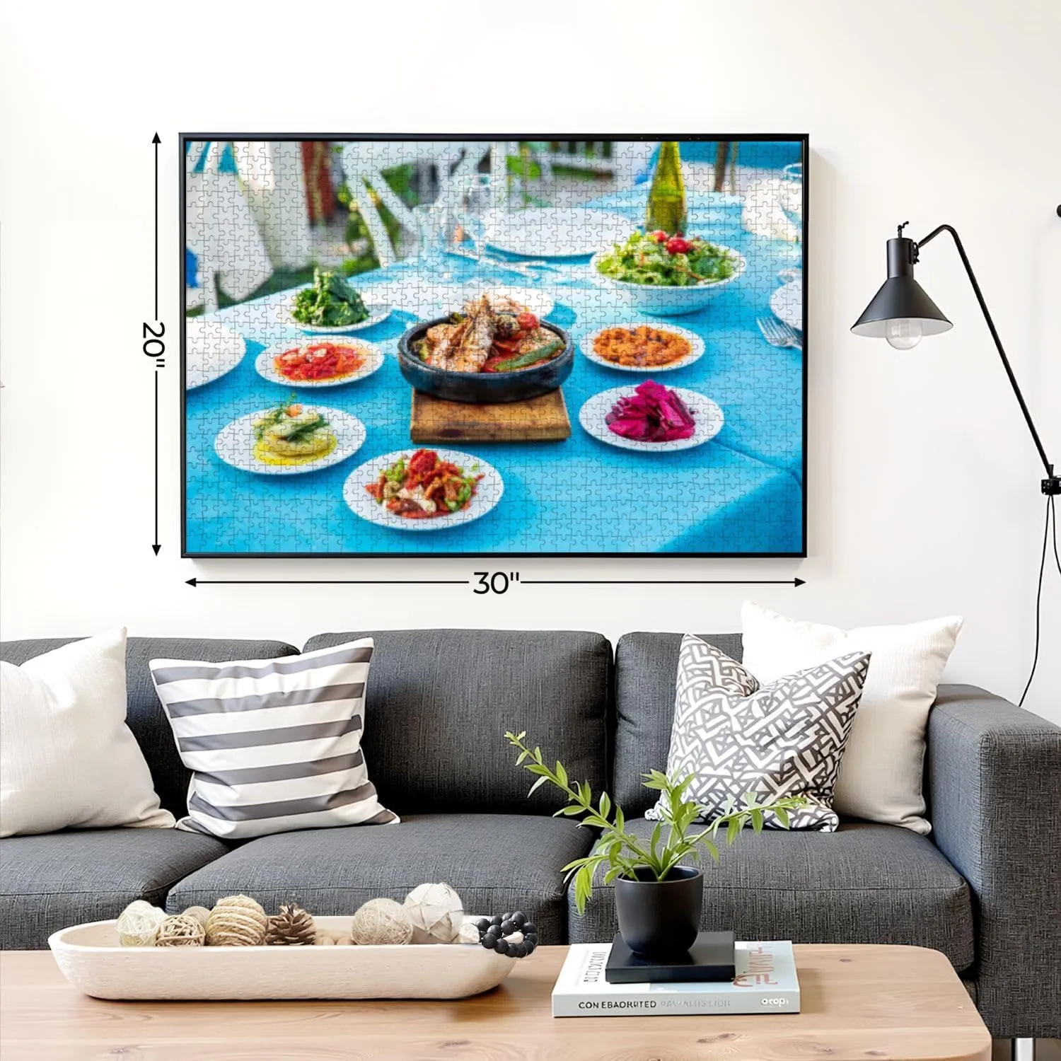 Puzzles for Adults 1000 Pieces Shrimp Seafoods appetizers Salads Table Fish Restaurant Beach Wooden Jigsaw Puzzles Challenging Fun Educational Family Games Kid Toys Art Work Gift Home Decor