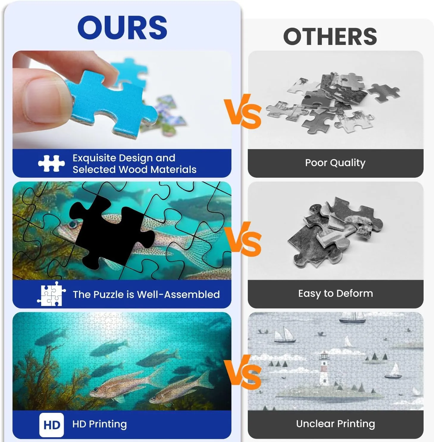 Puzzles for Adults 1000 Pieces Sunlight Underwater Bogue Fish Ocean Atlantic Wooden Jigsaw Puzzles Challenging Fun Educational Family Games Kid Toys Art Work Gift Home Decor