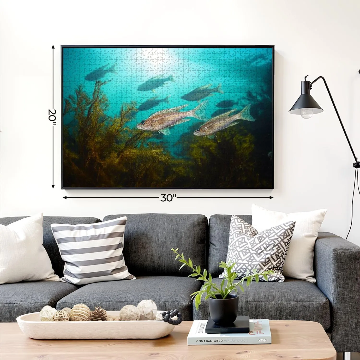 Puzzles for Adults 1000 Pieces Sunlight Underwater Bogue Fish Ocean Atlantic Wooden Jigsaw Puzzles Challenging Fun Educational Family Games Kid Toys Art Work Gift Home Decor