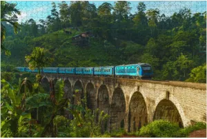 Puzzles for Adults 1000 Pieces Train Passing Nine Arch Bridge Wooden Jigsaw Puzzles Challenging Fun Educational Family Games Kid Toys Art Work Gift Home Decor