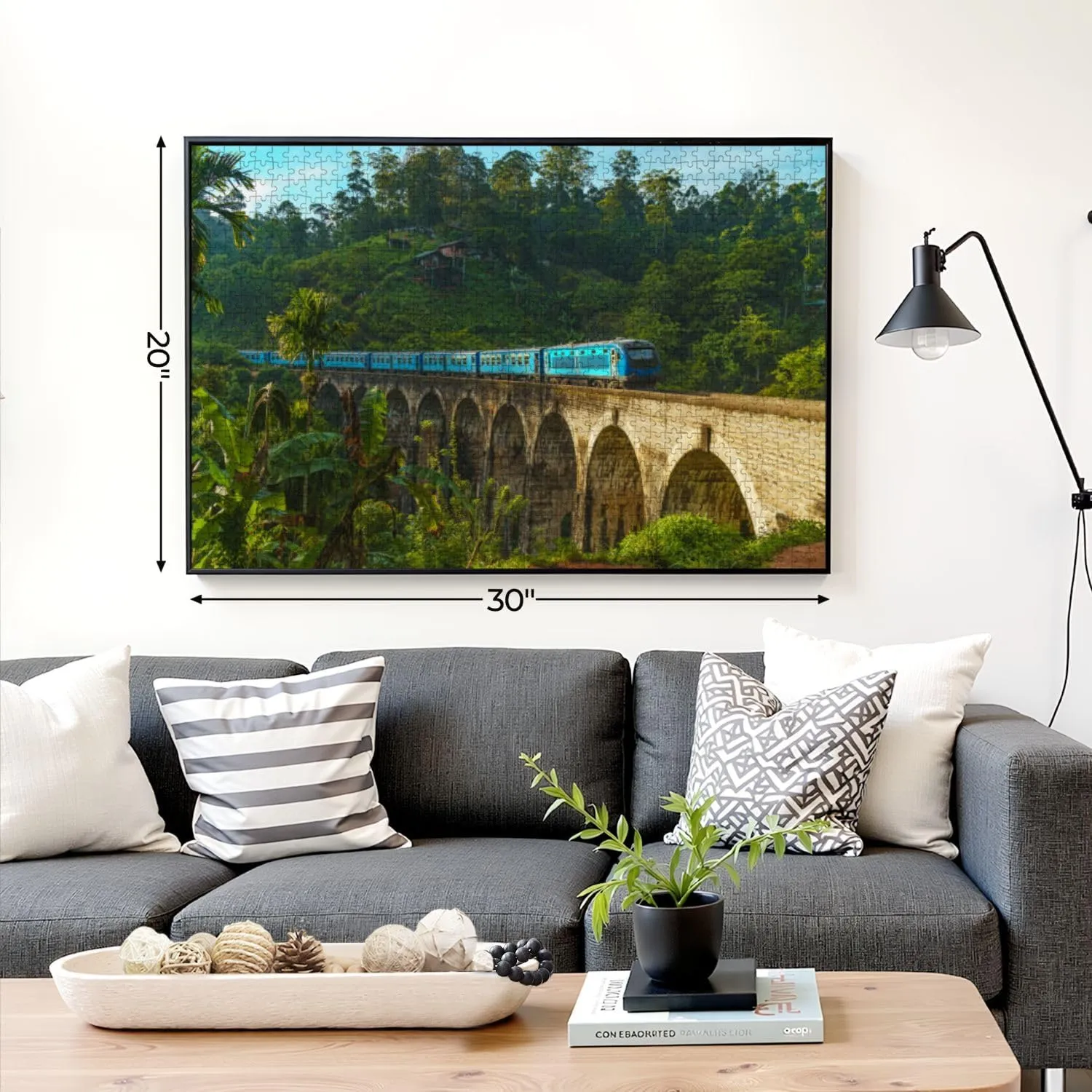 Puzzles for Adults 1000 Pieces Train Passing Nine Arch Bridge Wooden Jigsaw Puzzles Challenging Fun Educational Family Games Kid Toys Art Work Gift Home Decor