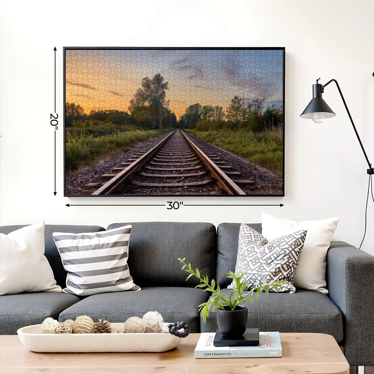Puzzles for Adults 1000 Pieces Train Tracks infront Beautiful Nature Sunset Rastatt Germany Wooden Jigsaw Puzzles Challenging Fun Educational Family Games Kid Toys Art Work Gift Home Decor
