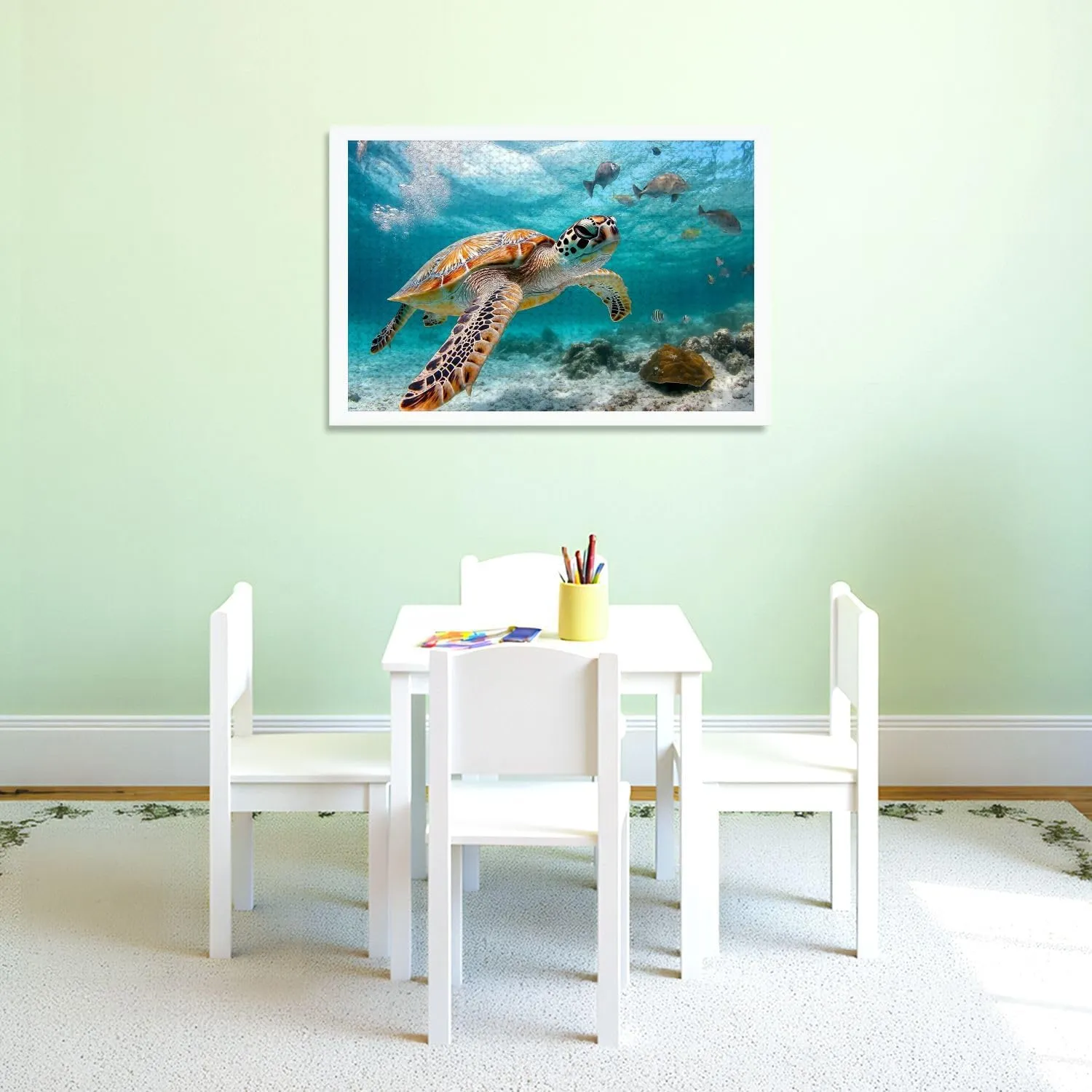 Puzzles for Adults 1000 Pieces Turtle Closeup School Fish Wooden Jigsaw Puzzles Challenging Fun Educational Family Games Kid Toys Art Work Gift Home Decor