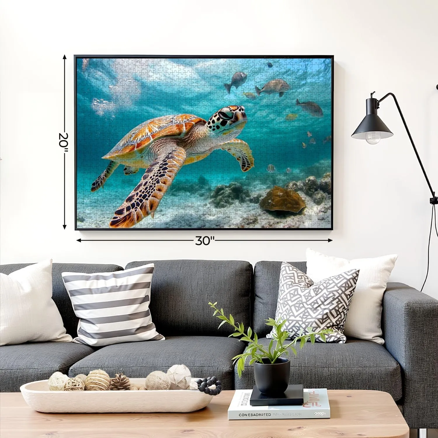Puzzles for Adults 1000 Pieces Turtle Closeup School Fish Wooden Jigsaw Puzzles Challenging Fun Educational Family Games Kid Toys Art Work Gift Home Decor