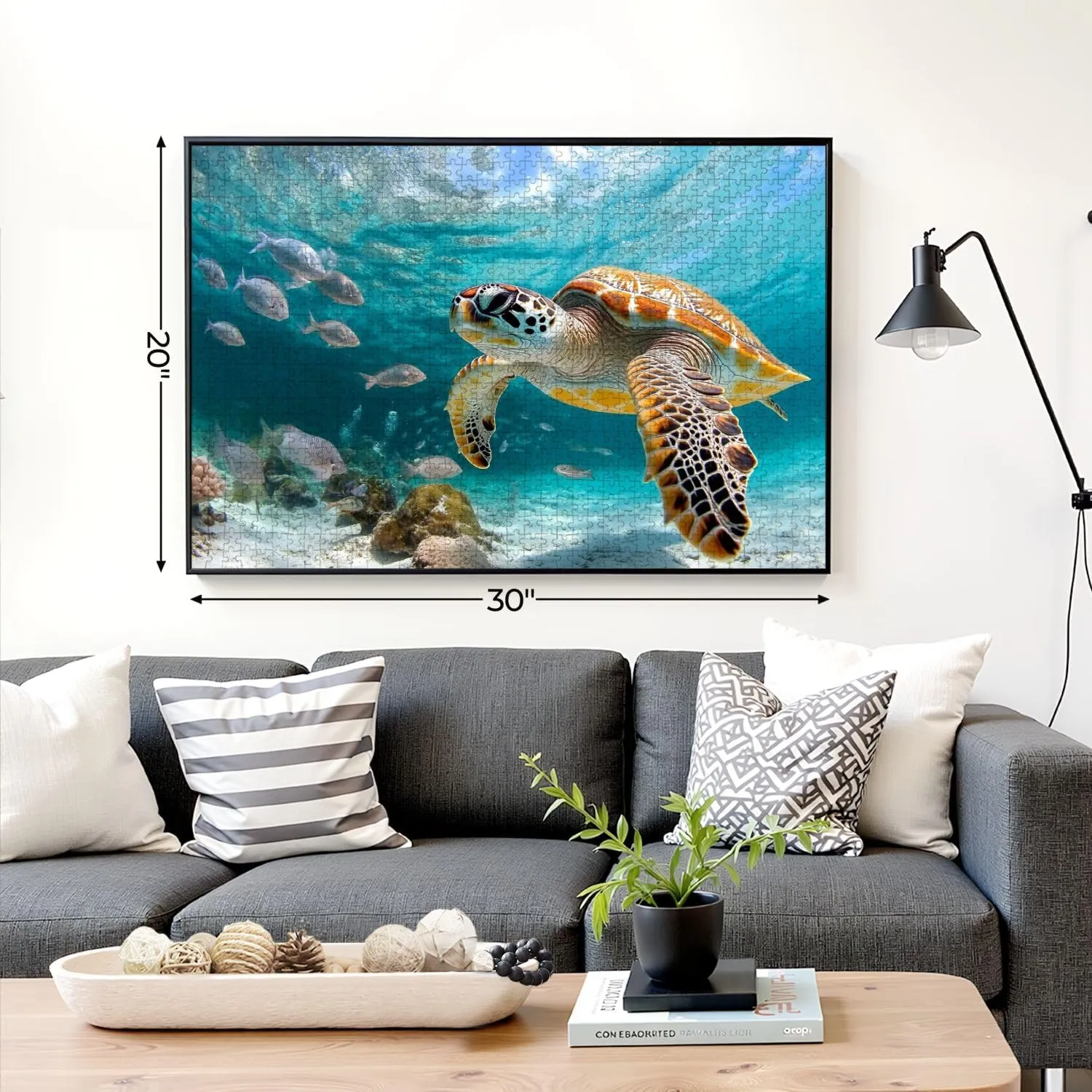 Puzzles for Adults 1000 Pieces Turtle Closeup School Fish Wooden Jigsaw Puzzles Challenging Fun Educational Family Games Kid Toys Art Work Gift Home Decor