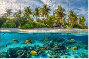 Puzzles for Adults 1000 Pieces Undersea Colorful Fish Corals Wooden Jigsaw Puzzles Challenging Fun Educational Family Games Kid Toys Art Work Gift Home Decor