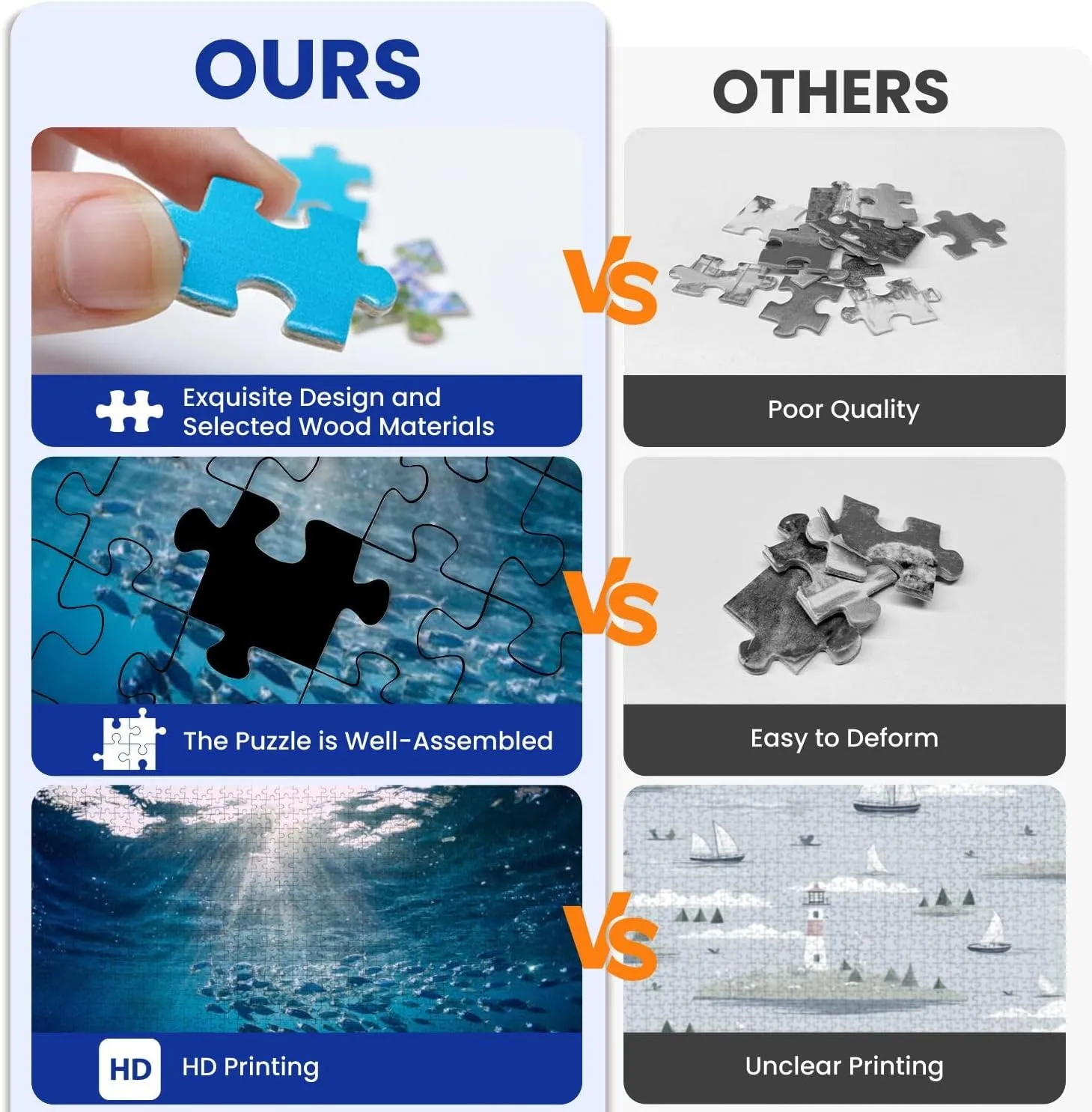 Puzzles for Adults 1000 Pieces Underwater Wild World Tuna Fishes Wooden Jigsaw Puzzles Challenging Fun Educational Family Games Kid Toys Art Work Gift Home Decor