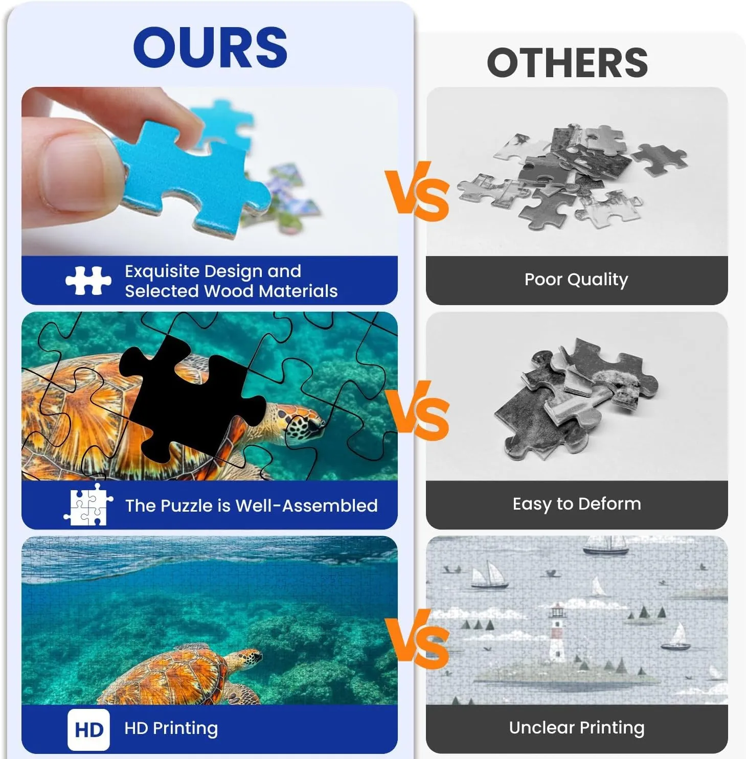Puzzles for Adults 1000 Pieces Young Sea Turtle Swiming Crystal Natural Wooden Jigsaw Puzzles Challenging Fun Educational Family Games Kid Toys Art Work Gift Home Decor