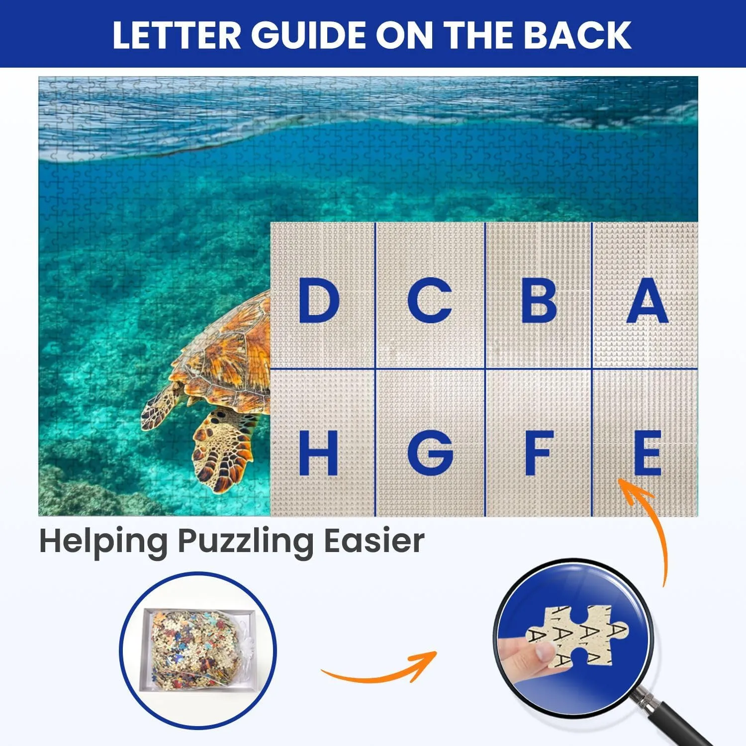 Puzzles for Adults 1000 Pieces Young Sea Turtle Swiming Crystal Natural Wooden Jigsaw Puzzles Challenging Fun Educational Family Games Kid Toys Art Work Gift Home Decor