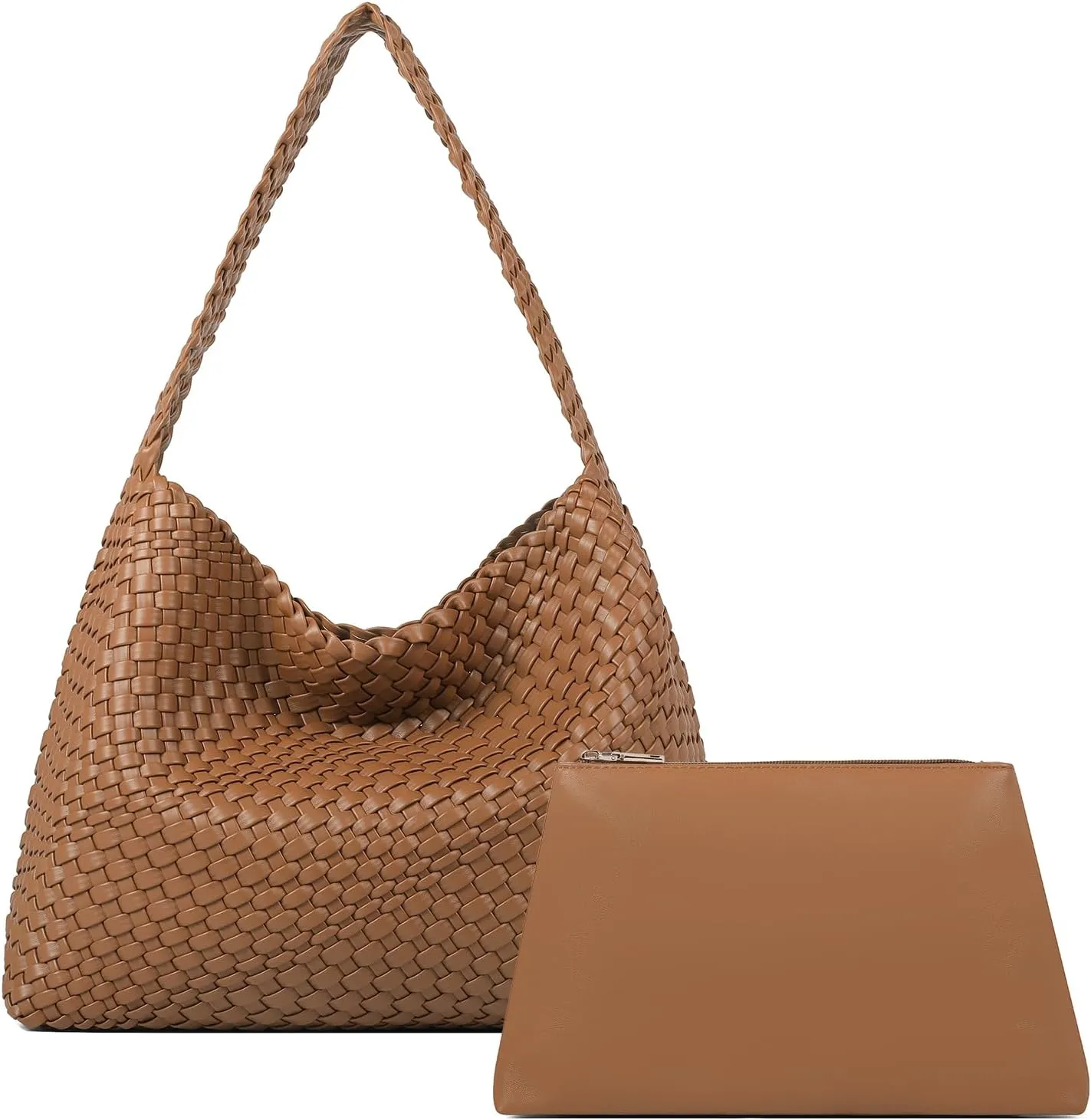 Queenoris Fashion Woven Purse for Women Top-handle Shoulder Bag Soft Summer Hobo Tote Bag