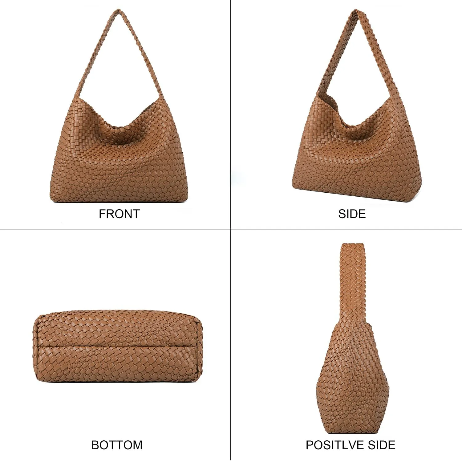 Queenoris Fashion Woven Purse for Women Top-handle Shoulder Bag Soft Summer Hobo Tote Bag