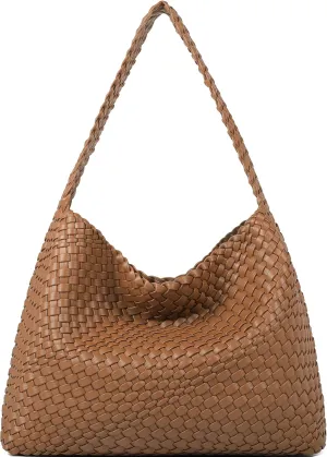 Queenoris Fashion Woven Purse for Women Top-handle Shoulder Bag Soft Summer Hobo Tote Bag