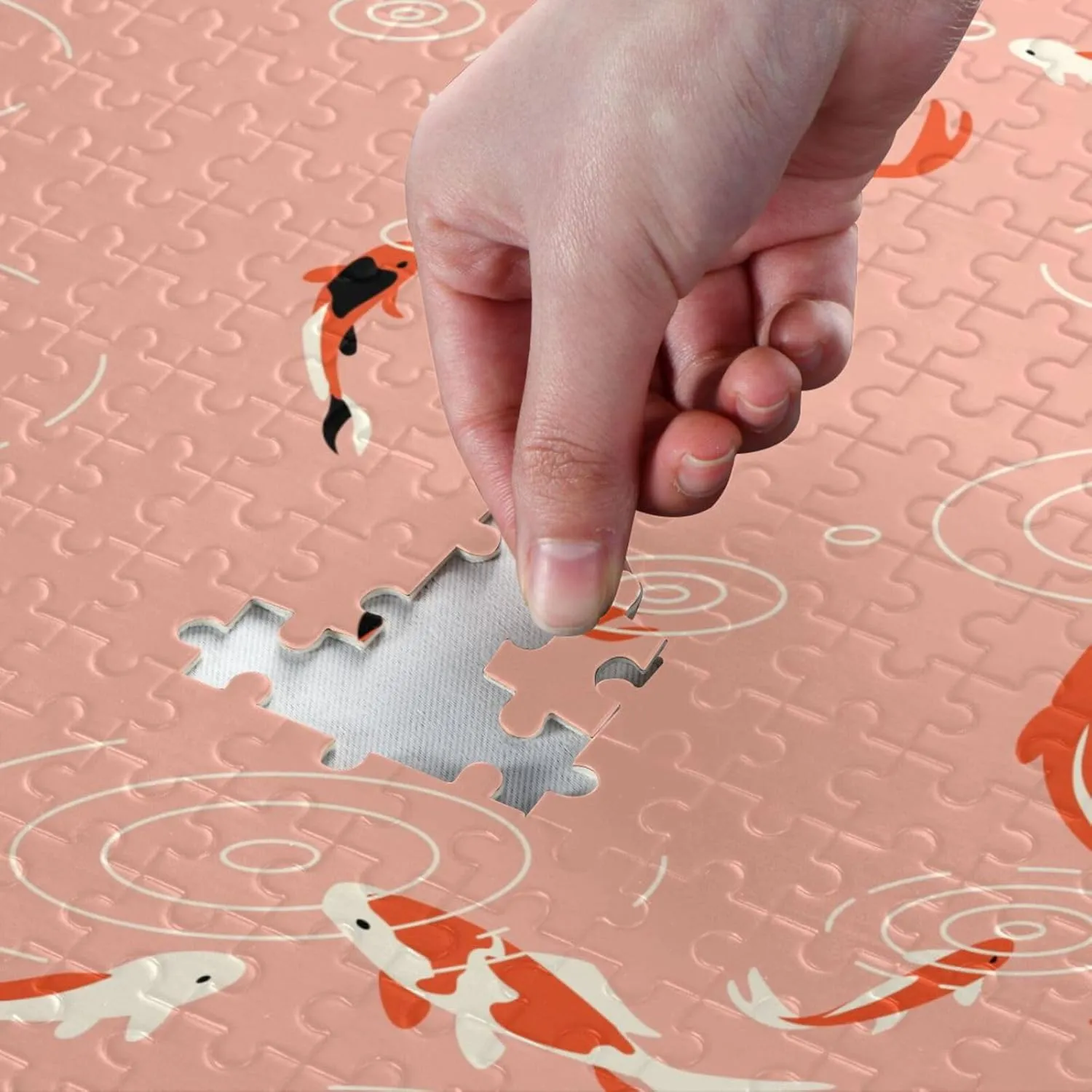 QUGRL Carp Koi Fish Jigsaw Puzzle 1000 Pieces for Adults Teens Japanese Pink DIY Wall Art Intellectual Decompressing Educational Fun Game