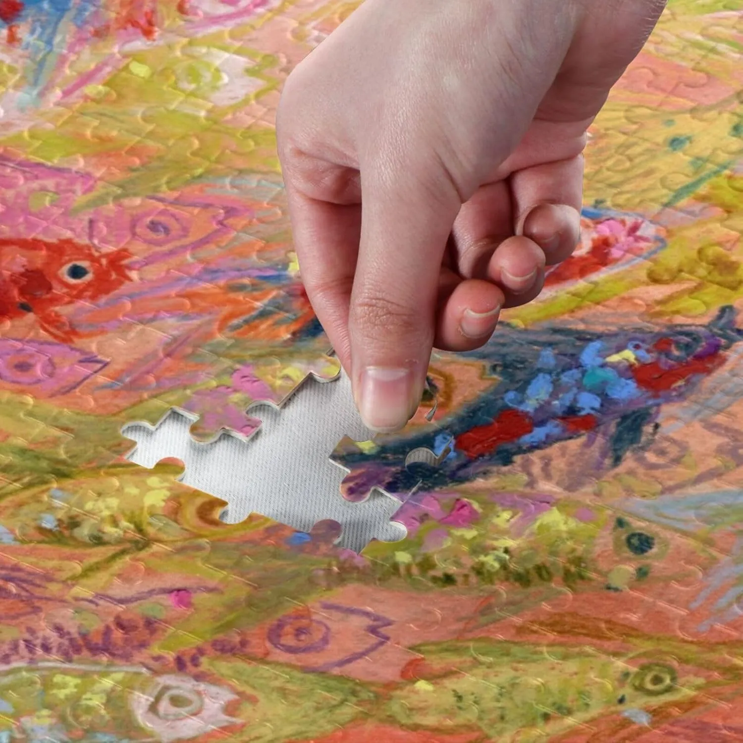 QUGRL Colorful Koi Fish Jigsaw Puzzle 1000 Pieces for Adults Teens Japanese Watercolor DIY Wall Art Intellectual Decompressing Educational Fun Game