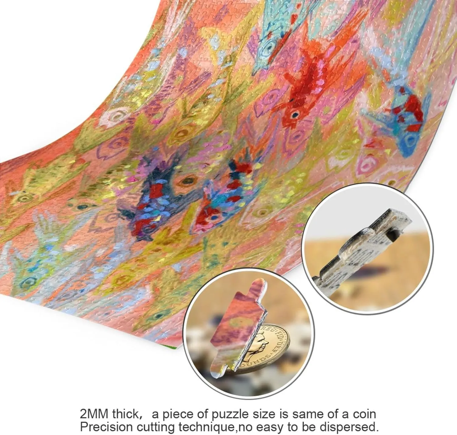 QUGRL Colorful Koi Fish Jigsaw Puzzle 1000 Pieces for Adults Teens Japanese Watercolor DIY Wall Art Intellectual Decompressing Educational Fun Game