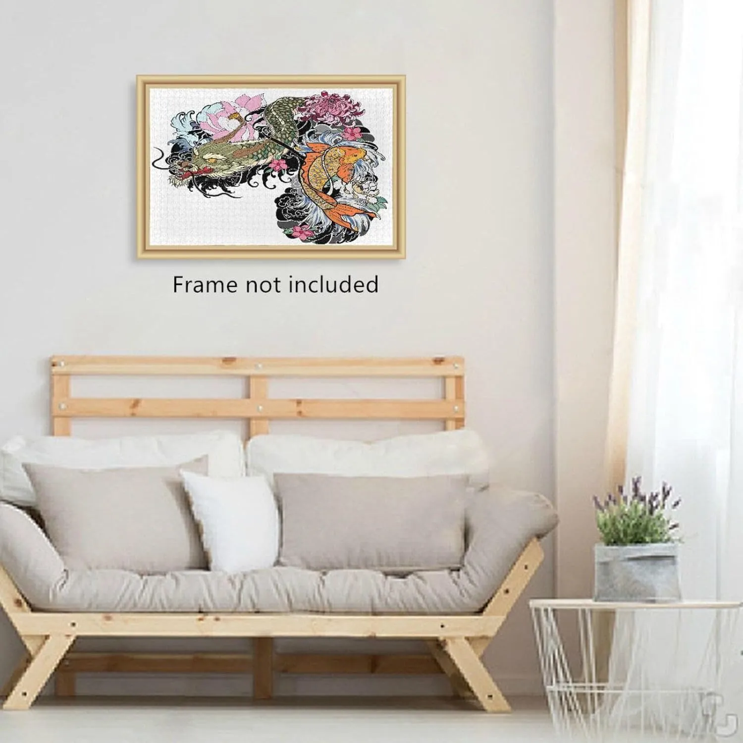 QUGRL Dragon Koi Fish Flower Jigsaw Puzzle 1000 Pieces for Adults Teens Magic Cartoon Japanese DIY Wall Art Intellectual Decompressing Educational Fun Game