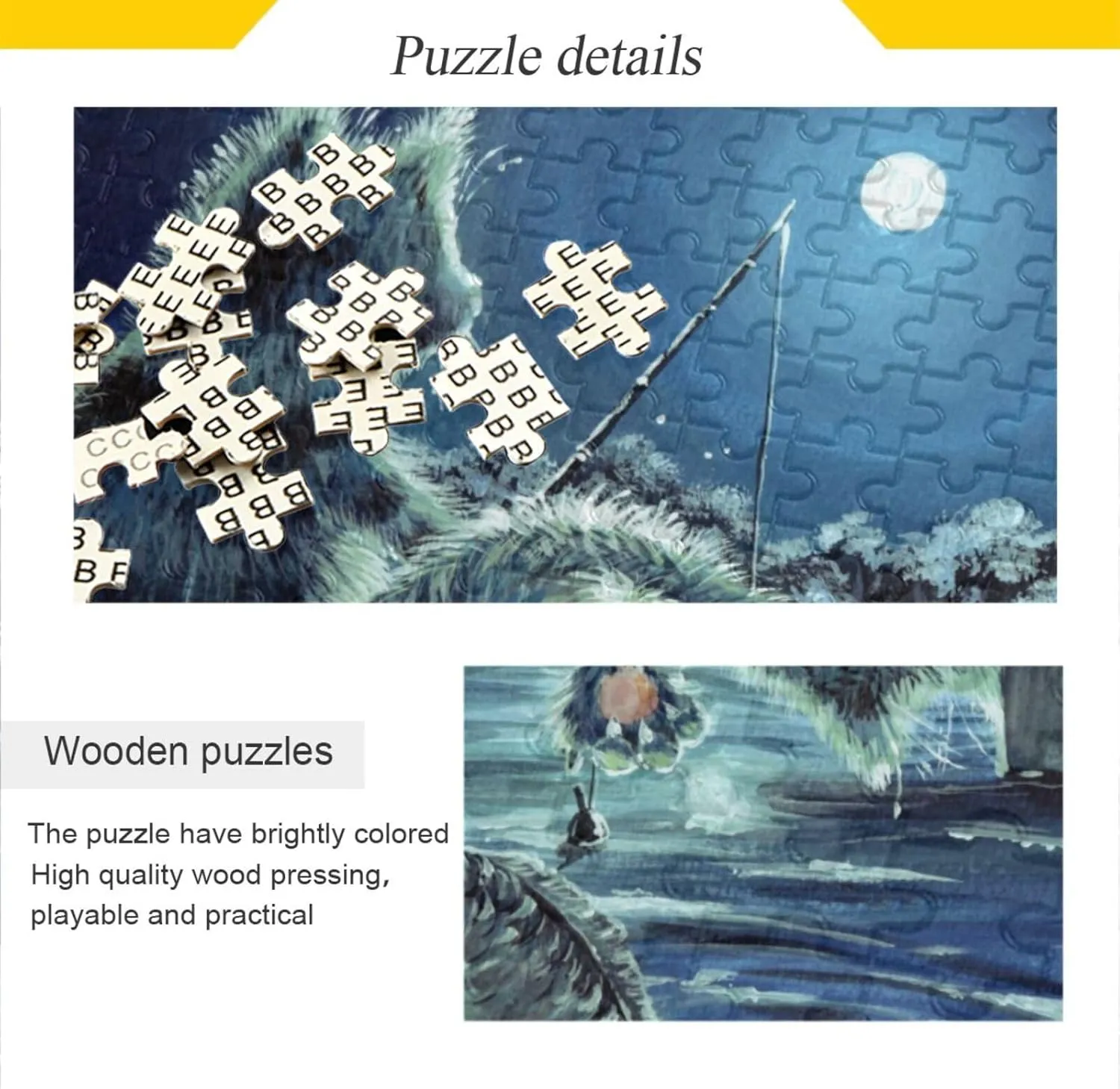 QUGRL Funny Cats Fishing Night Jigsaw Puzzle 1000 Pieces for Adults Teens Abstract Cute Kitten DIY Wall Art Intellectual Decompressing Educational Fun Game