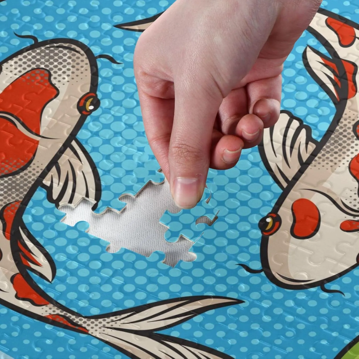 QUGRL Koi Carp Fish Cartoon Jigsaw Puzzle 1000 Pieces for Adults Teens Water Pool Leaves DIY Wall Art Intellectual Decompressing Educational Fun Game