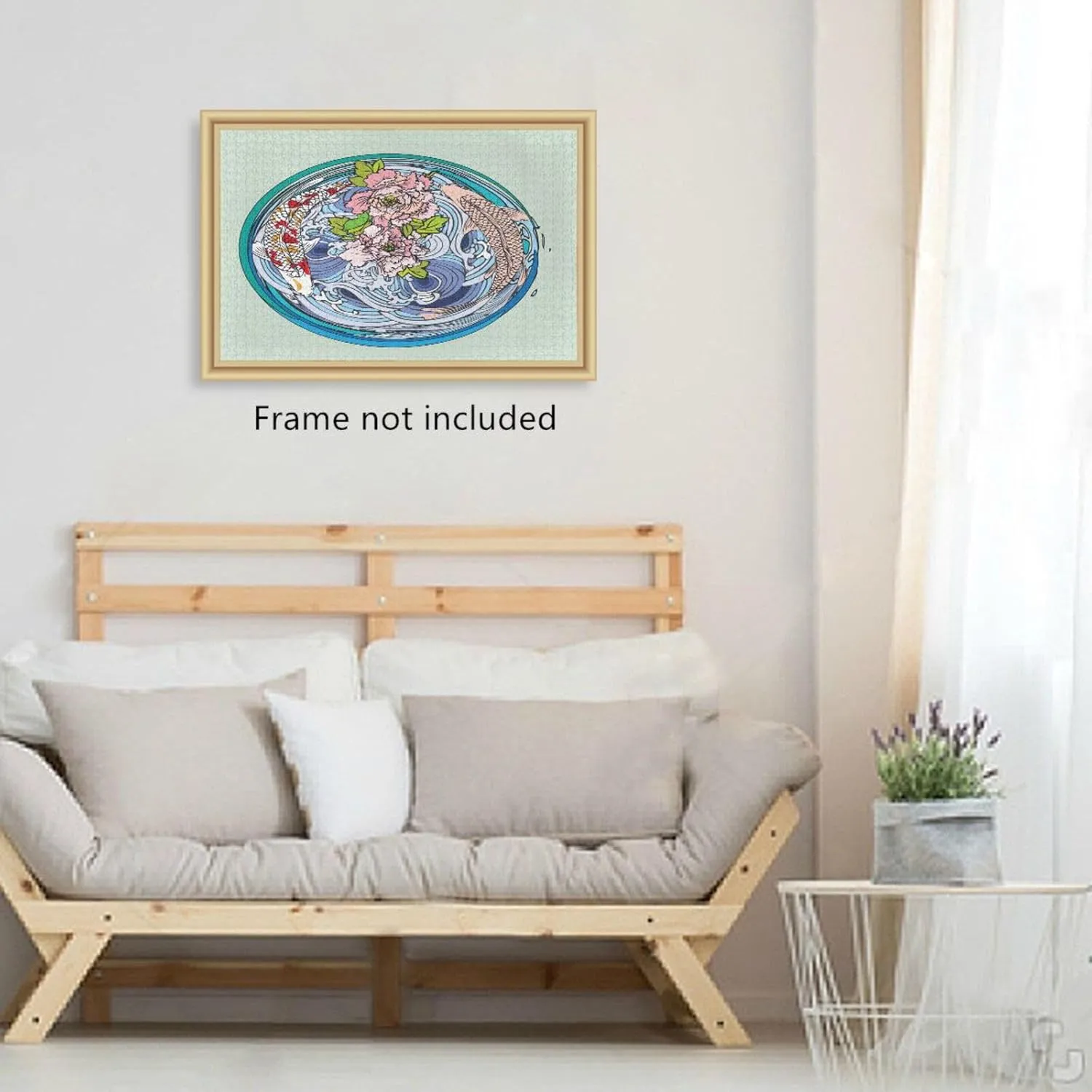 QUGRL Koi Fish Flower Blossoms Jigsaw Puzzle 1000 Pieces for Adults Teens Water Circle Japanese DIY Wall Art Intellectual Decompressing Educational Fun Game