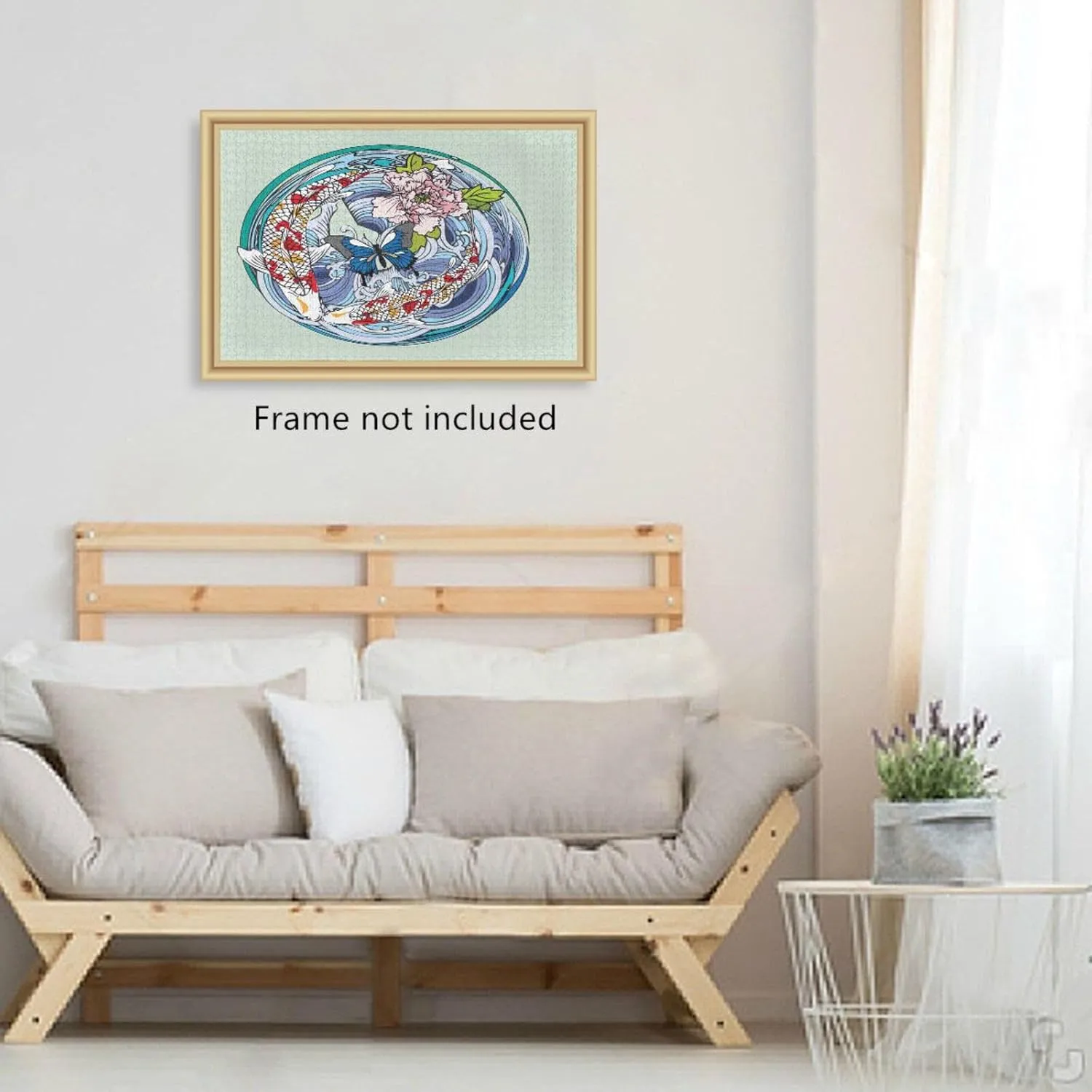 QUGRL Koi Fish Flower Butterflies Jigsaw Puzzle 1000 Pieces for Adults Teens Circle Water Japanese DIY Wall Art Intellectual Decompressing Educational Fun Game