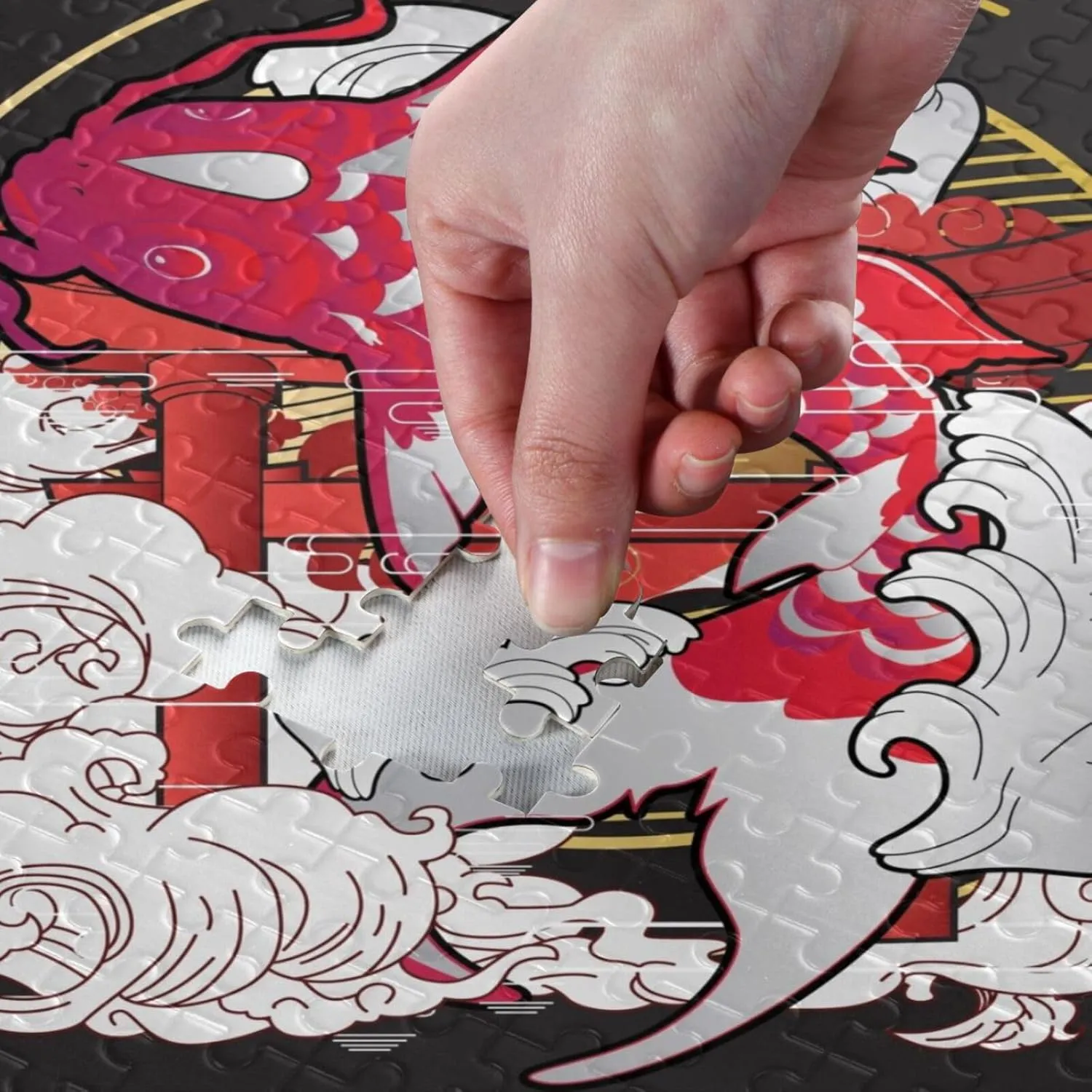 QUGRL Koi Fish Japanese Jigsaw Puzzle 1000 Pieces for Adults Teens Magic Red Carp DIY Wall Art Intellectual Decompressing Educational Fun Game