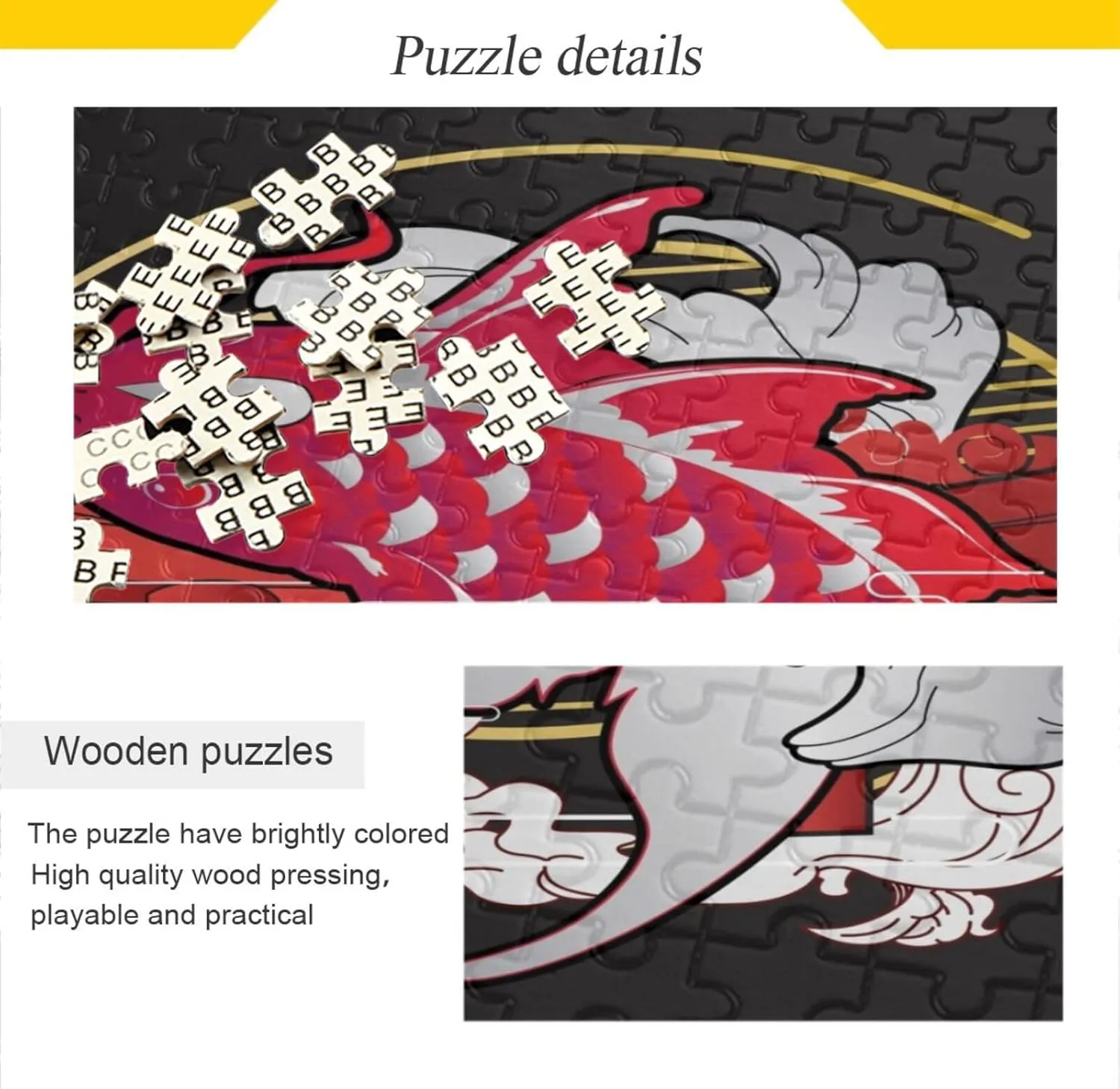 QUGRL Koi Fish Japanese Jigsaw Puzzle 1000 Pieces for Adults Teens Magic Red Carp DIY Wall Art Intellectual Decompressing Educational Fun Game