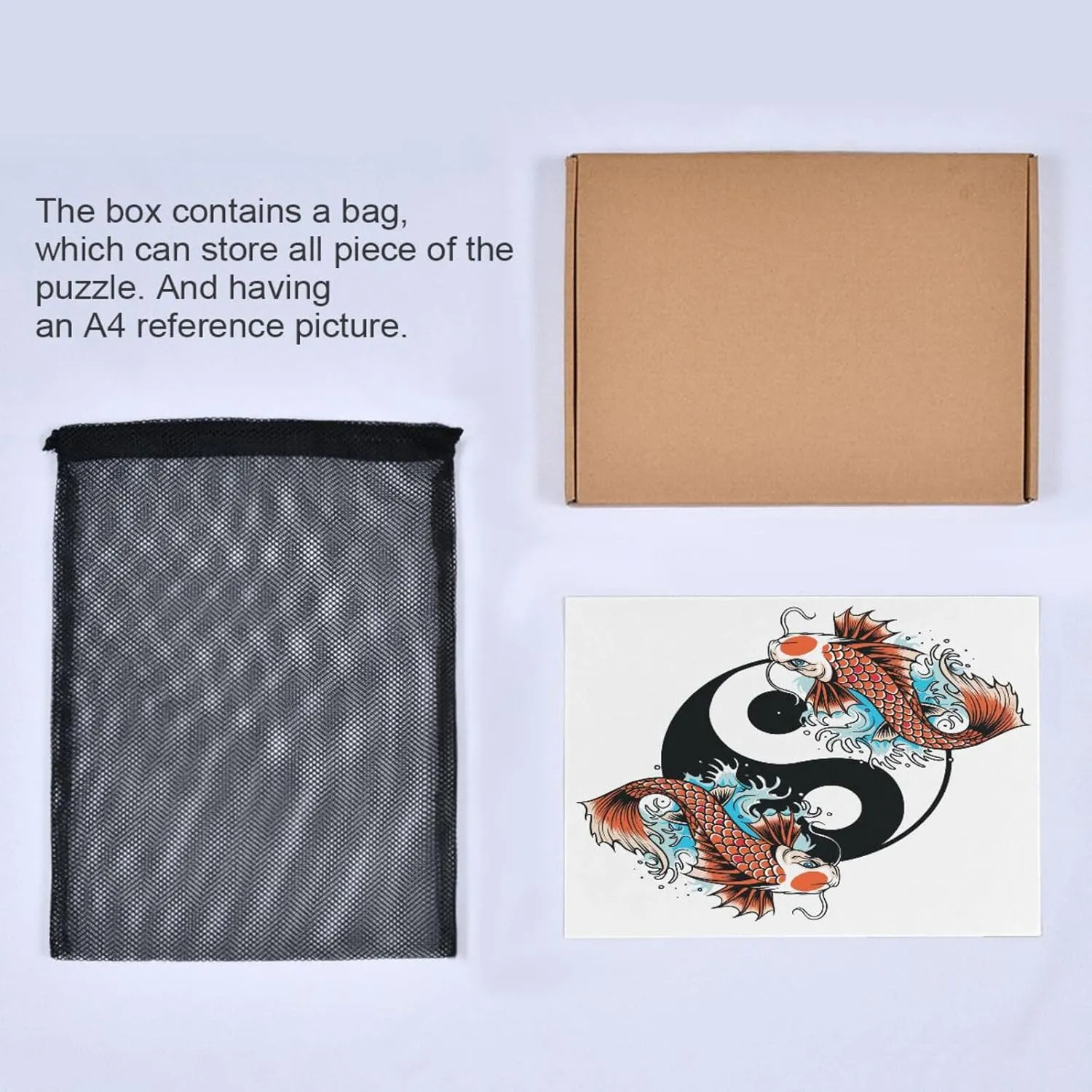 QUGRL Koi Yin Yang Fish Jigsaw Puzzle 1000 Pieces for Adults Teens Chinese Symbol DIY Wall Art Intellectual Decompressing Educational Fun Game