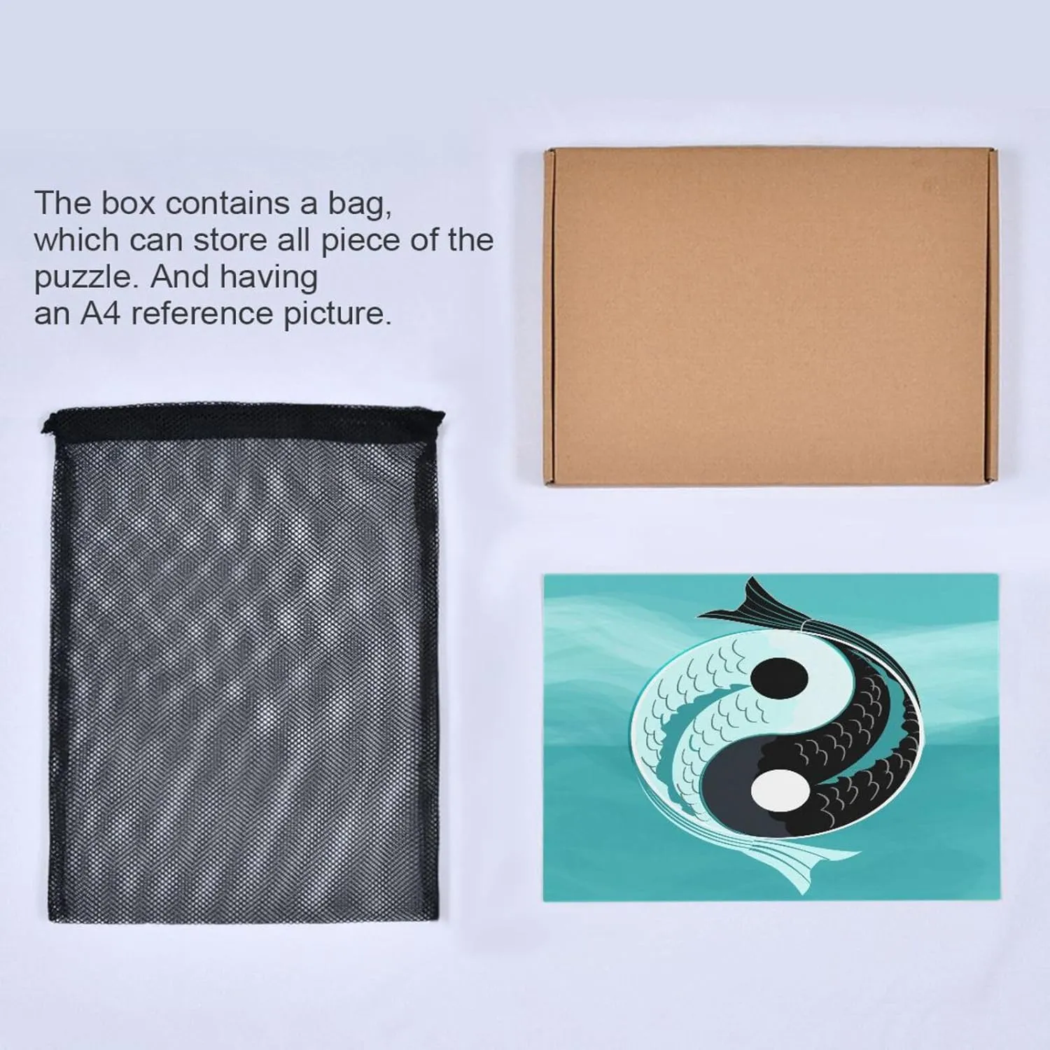 QUGRL Yin Yang Japanese Jigsaw Puzzle 1000 Pieces for Adults Teens Harmony Koi Fish DIY Wall Art Intellectual Decompressing Educational Fun Game