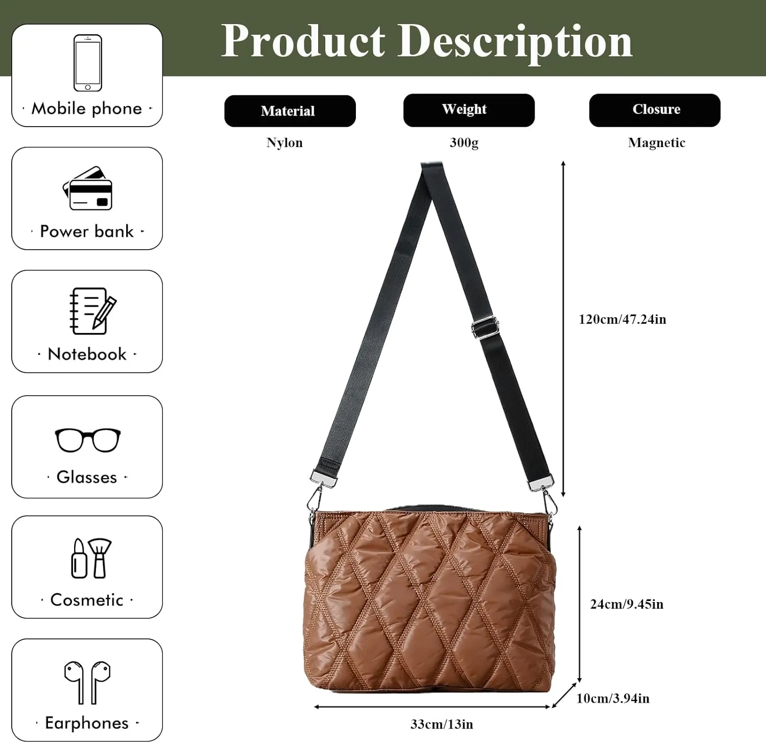 Quilted Tote Bag for Women, Soft Puffer Bag Lightweight Trendy Crossbody Bags Purse with Long Shoulder Strap