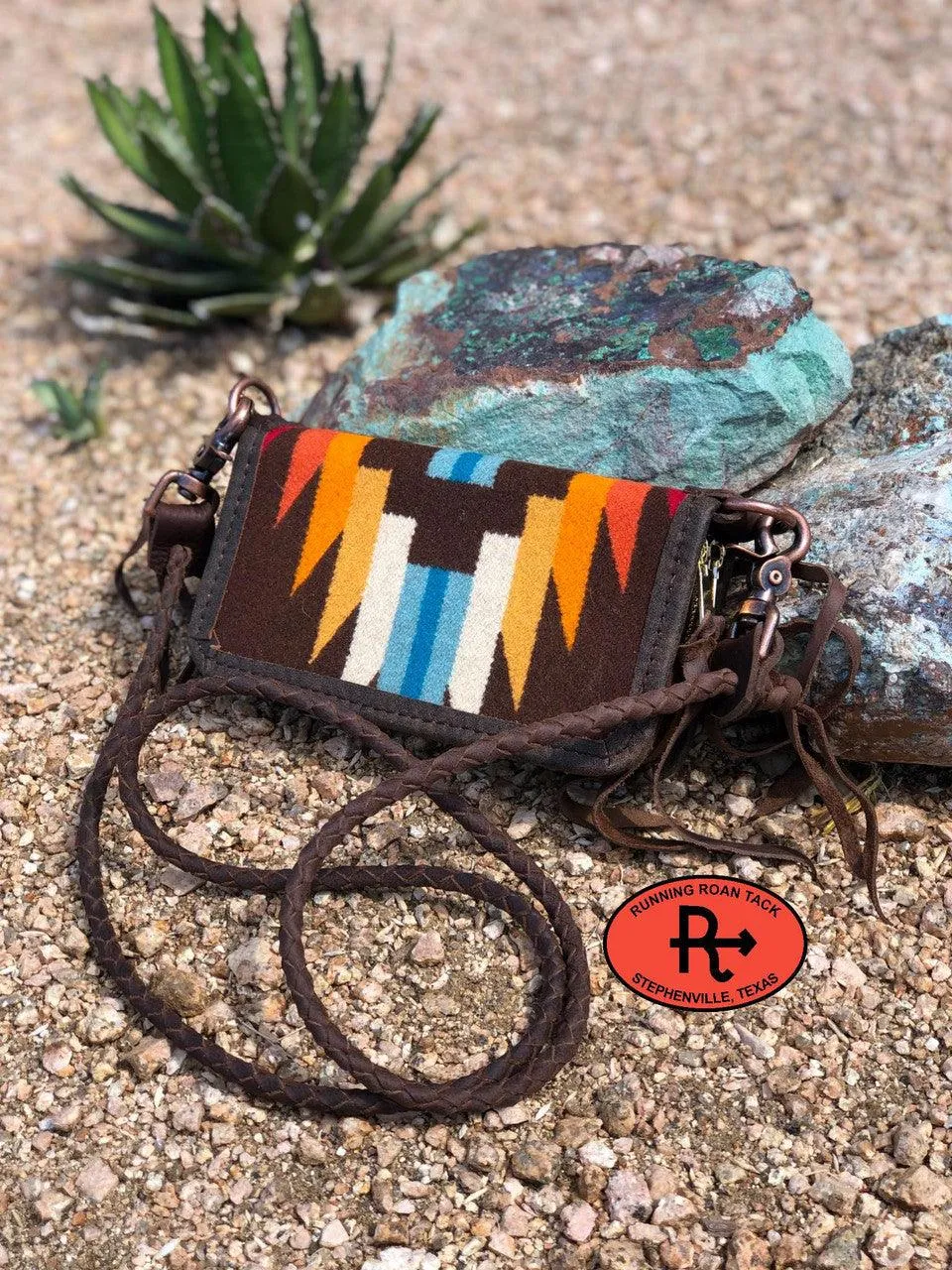"The Pecos" Crossbody Double Zip Wallet Wristlet Organizer in Rio Rancho Wool