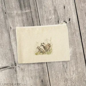 Raccoon Family - Spring Canvas Zipper Pouch