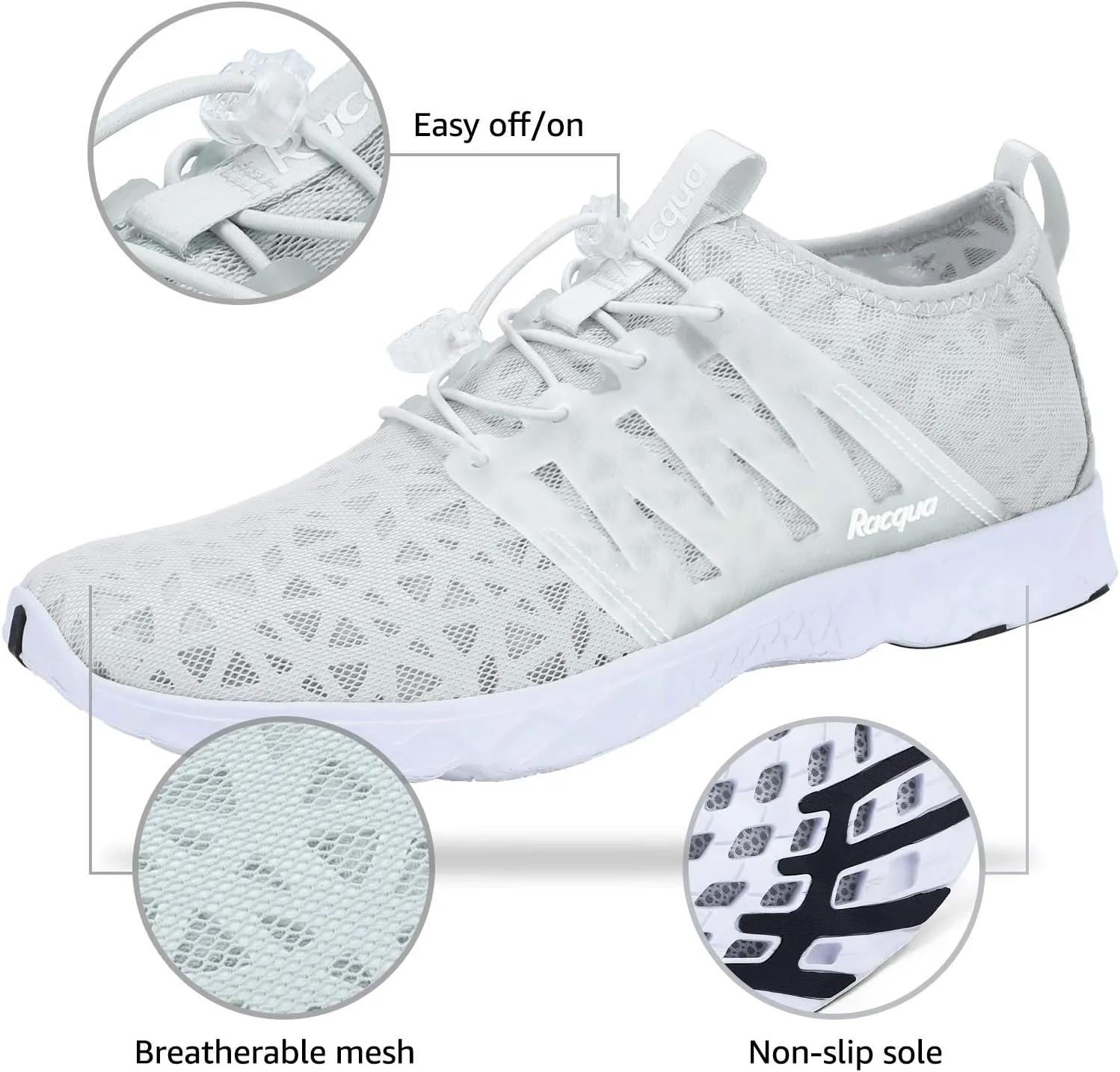 Racqua Women Men Breathable Mesh Water Shoes