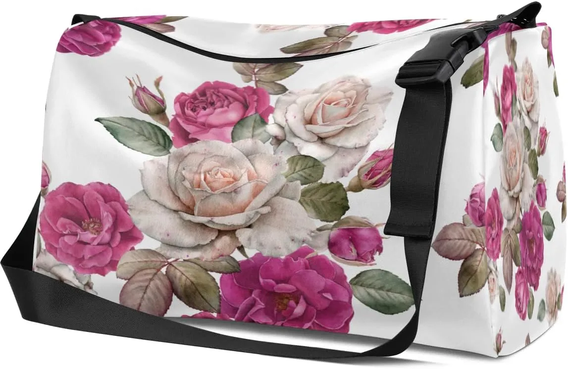 Radiant Flower Roses Small Gym Bag for Men Women Workout Sport Duffle Bag Waterproof Weekender Overnight Bag Lightweight Carry on Tote Bag Crossbody Shoulder Travel Bag for Swim Yoge Dance