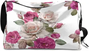 Radiant Flower Roses Small Gym Bag for Men Women Workout Sport Duffle Bag Waterproof Weekender Overnight Bag Lightweight Carry on Tote Bag Crossbody Shoulder Travel Bag for Swim Yoge Dance