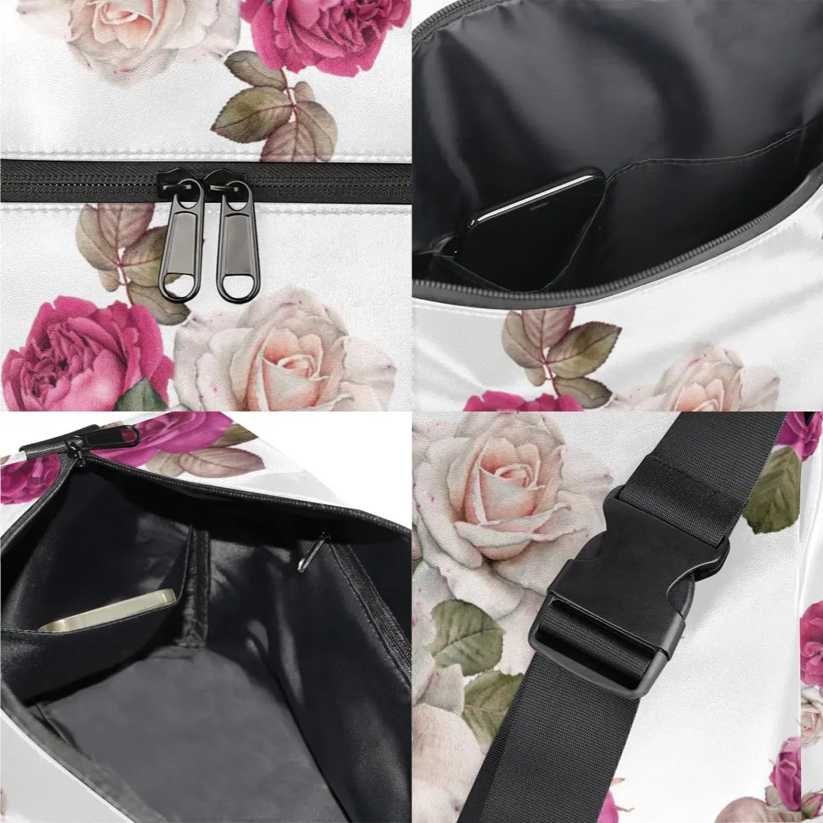 Radiant Flower Roses Small Gym Bag for Men Women Workout Sport Duffle Bag Waterproof Weekender Overnight Bag Lightweight Carry on Tote Bag Crossbody Shoulder Travel Bag for Swim Yoge Dance